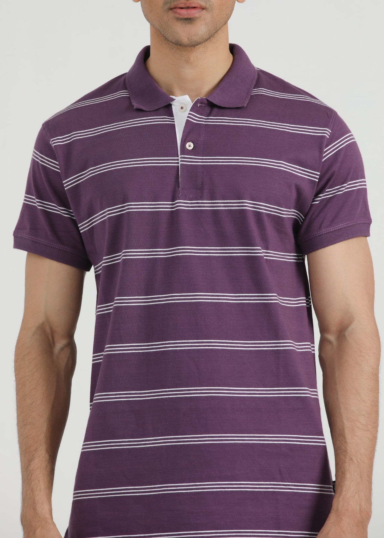 single jersey knit Polo Shirt in Purple