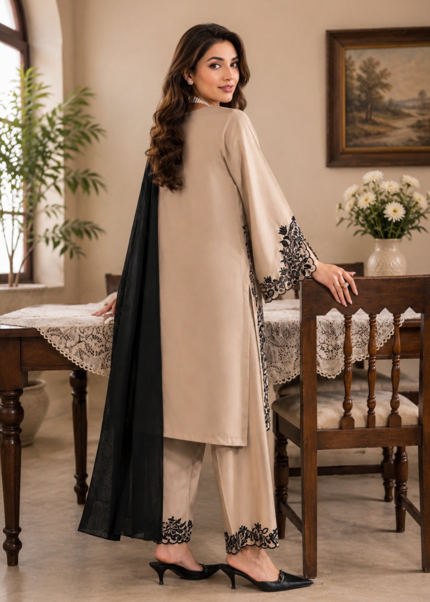 linen Kurta Set in Wheat