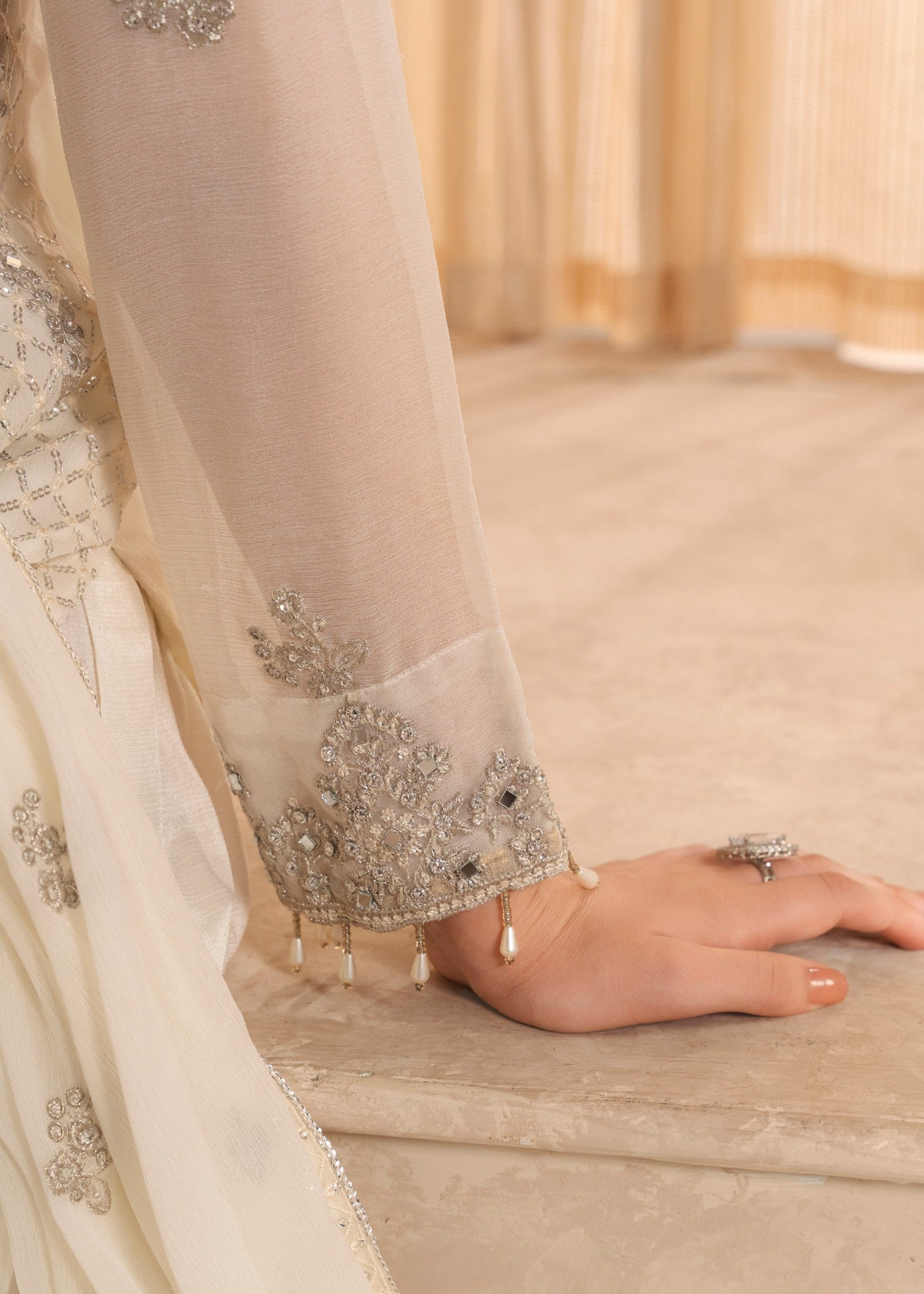 chiffon Sharara in Off-white