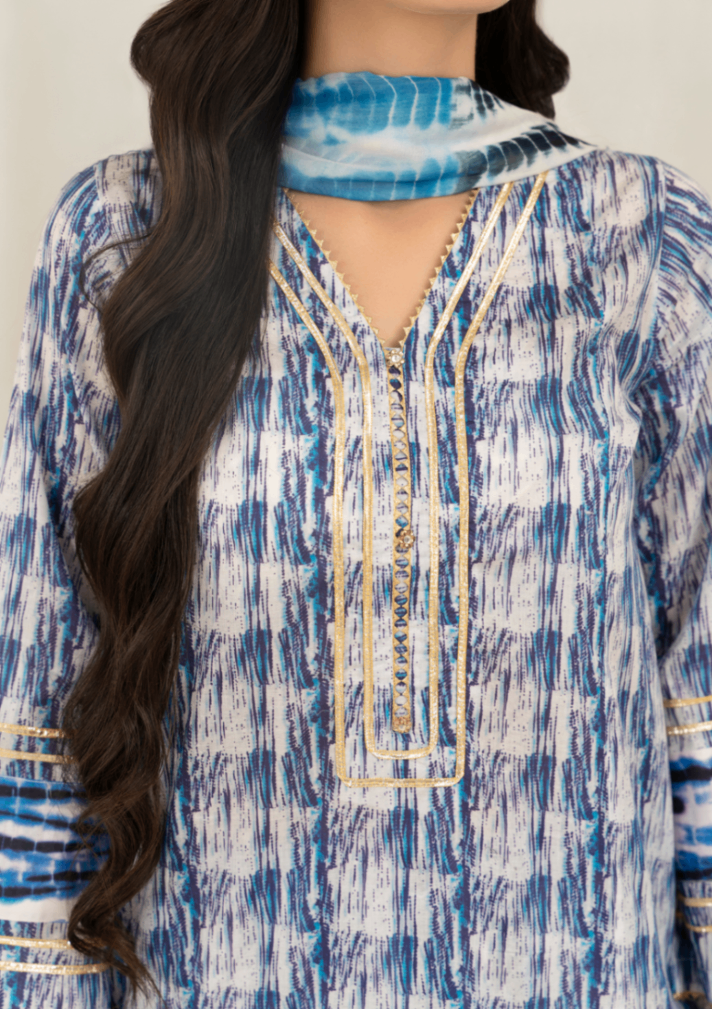 lawn Gharara in Blue