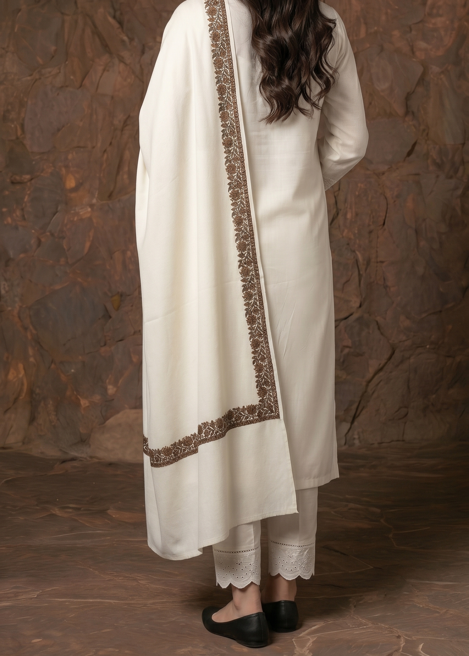 Shawl in White Color by - Trendy Women Shawl XRJ1822