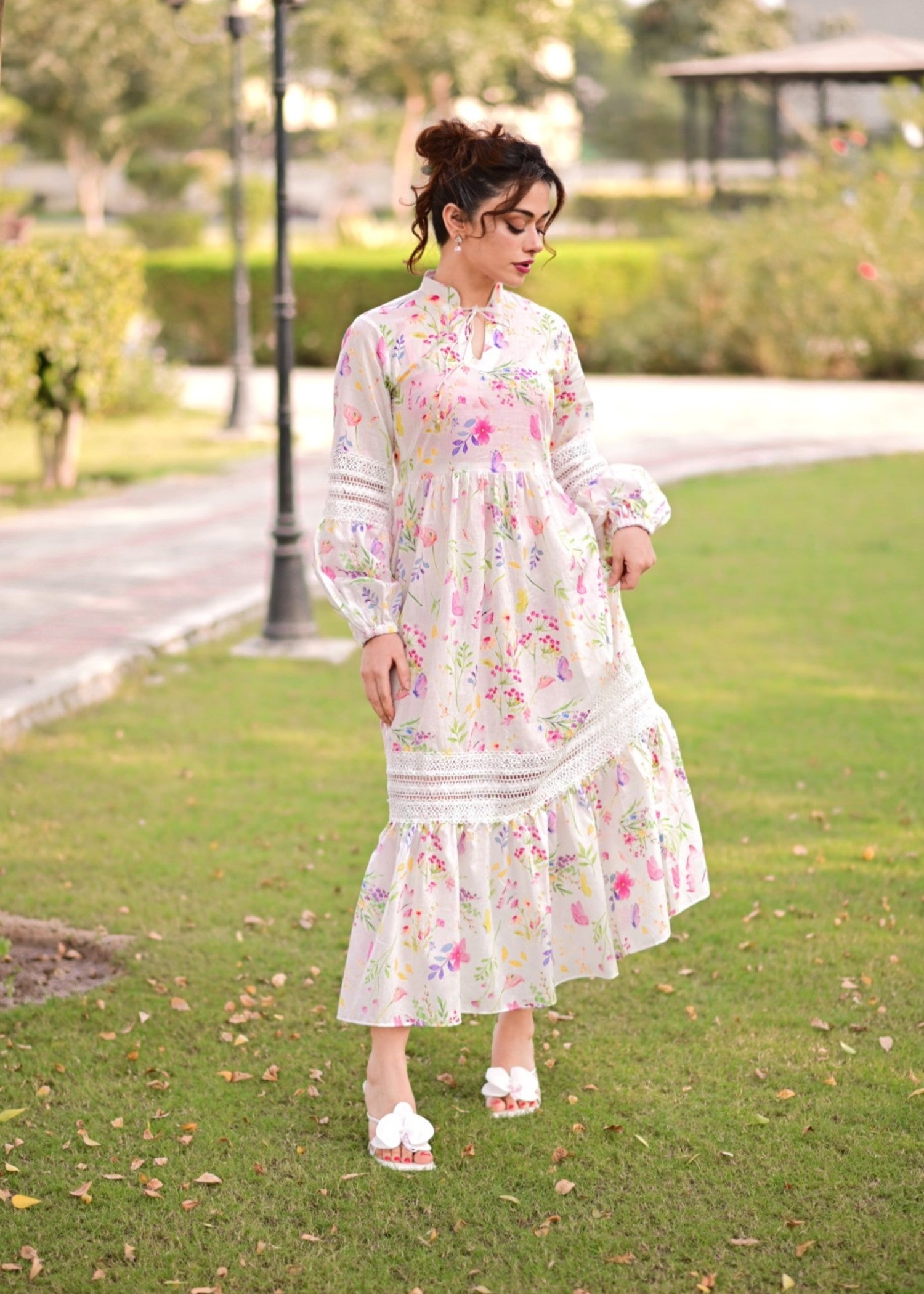 lawn cotton Maxi in White