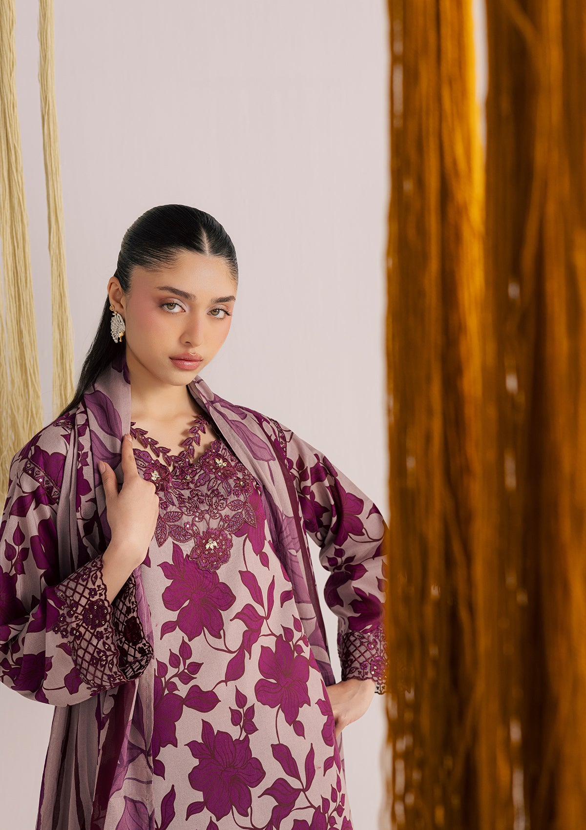 lawn Kurta Set in Purple