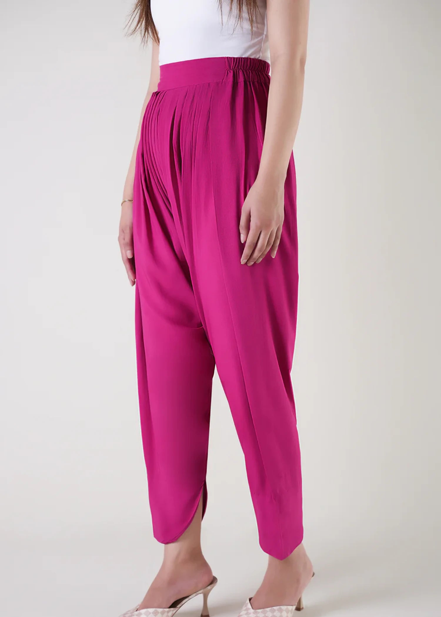 viscose Shalwar in Hot pink red