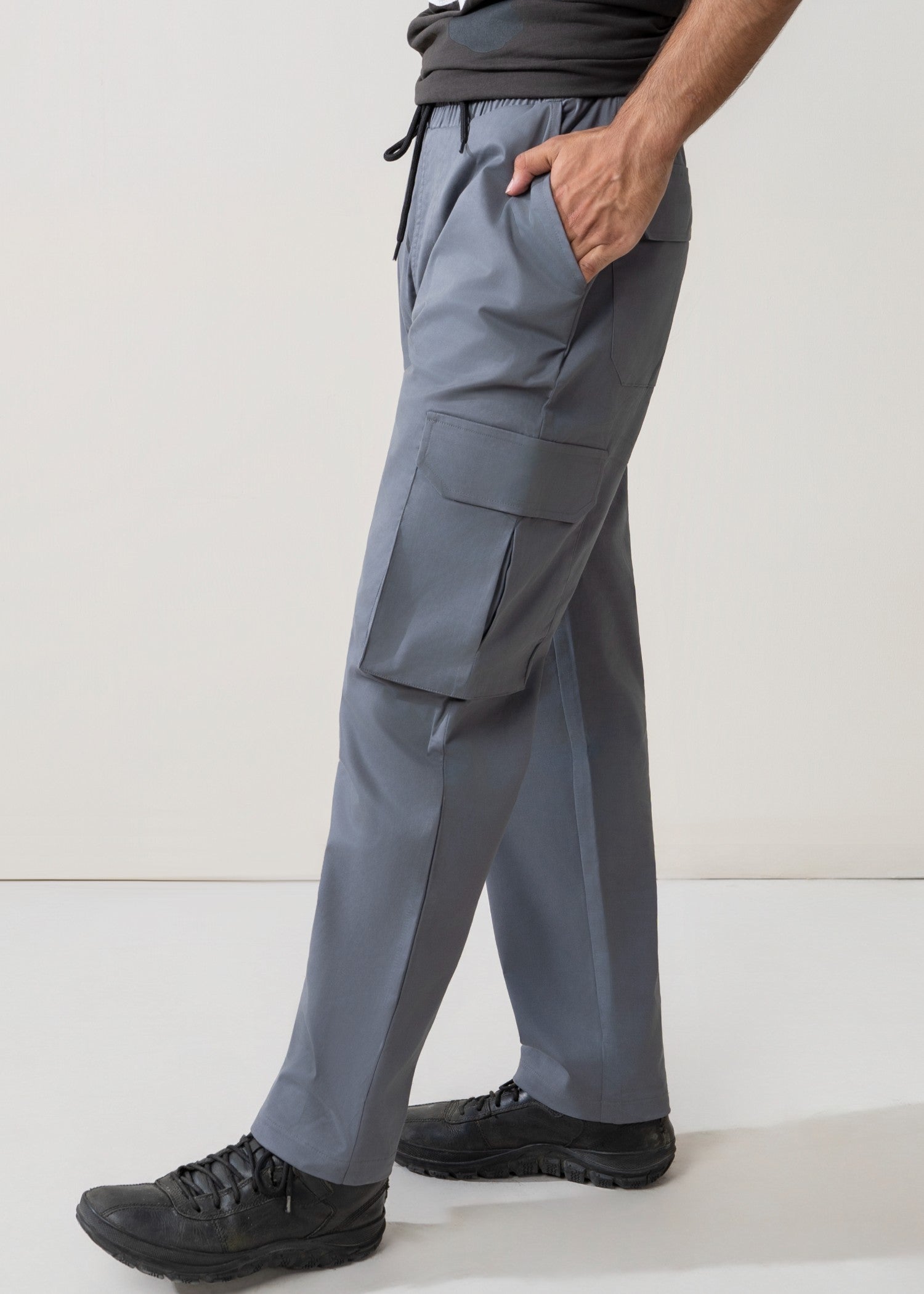 twill cotton Trousers in Slate grey