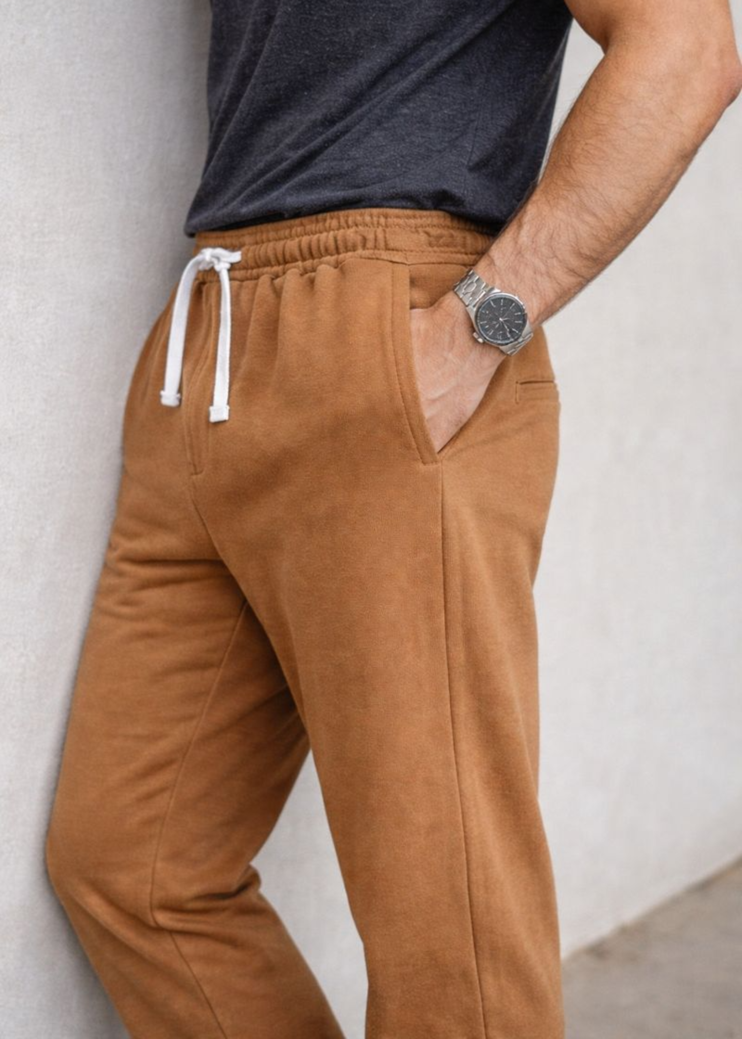 fleece Jogger Pants in Rust orange
