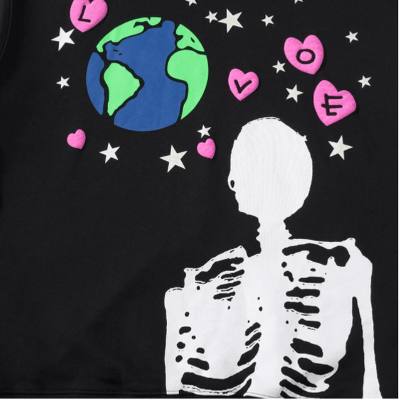 European and American Cartoon Skull Hooded Sweater Men and Women Jackets