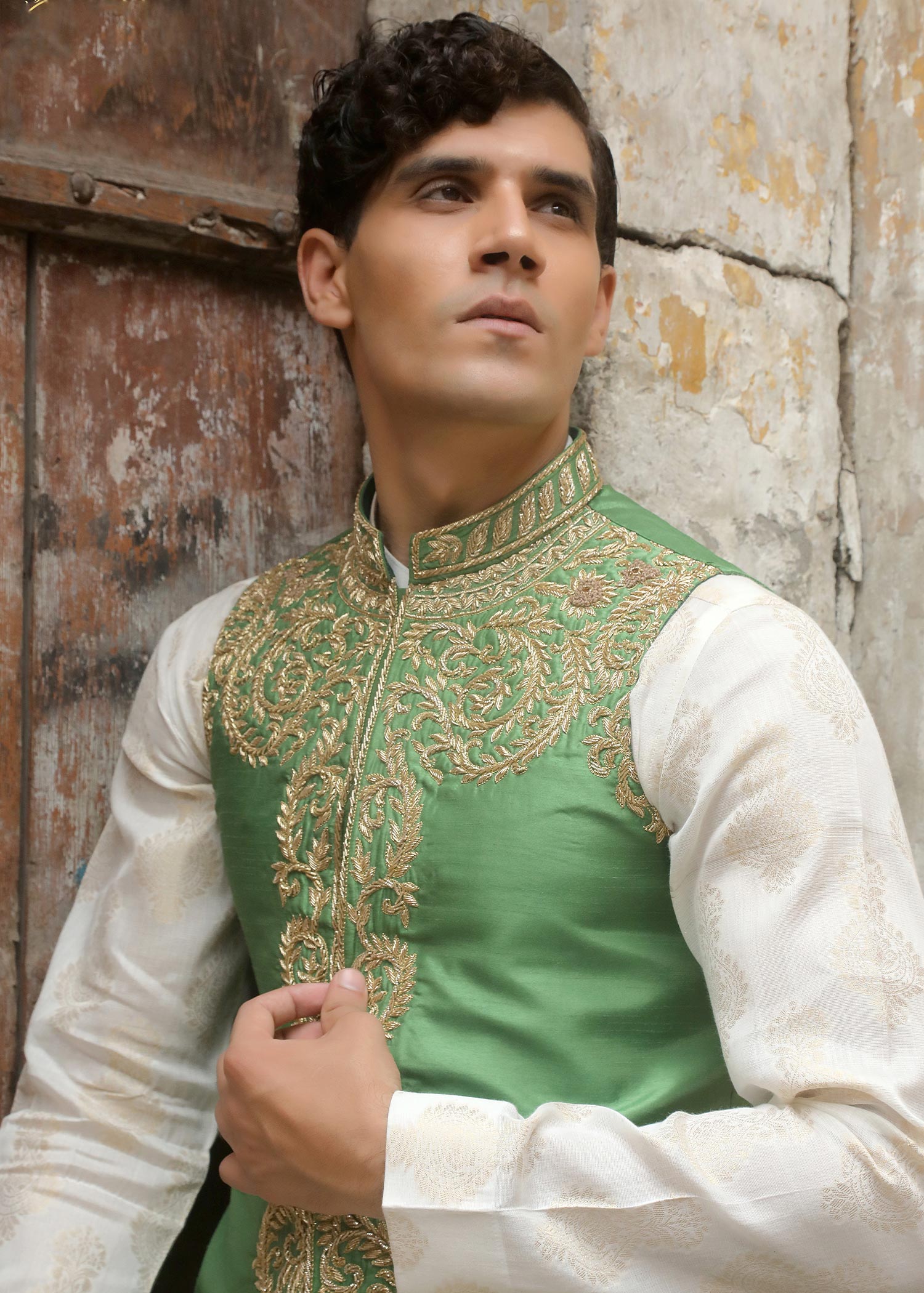 silk Waistcoat in Pistachio green