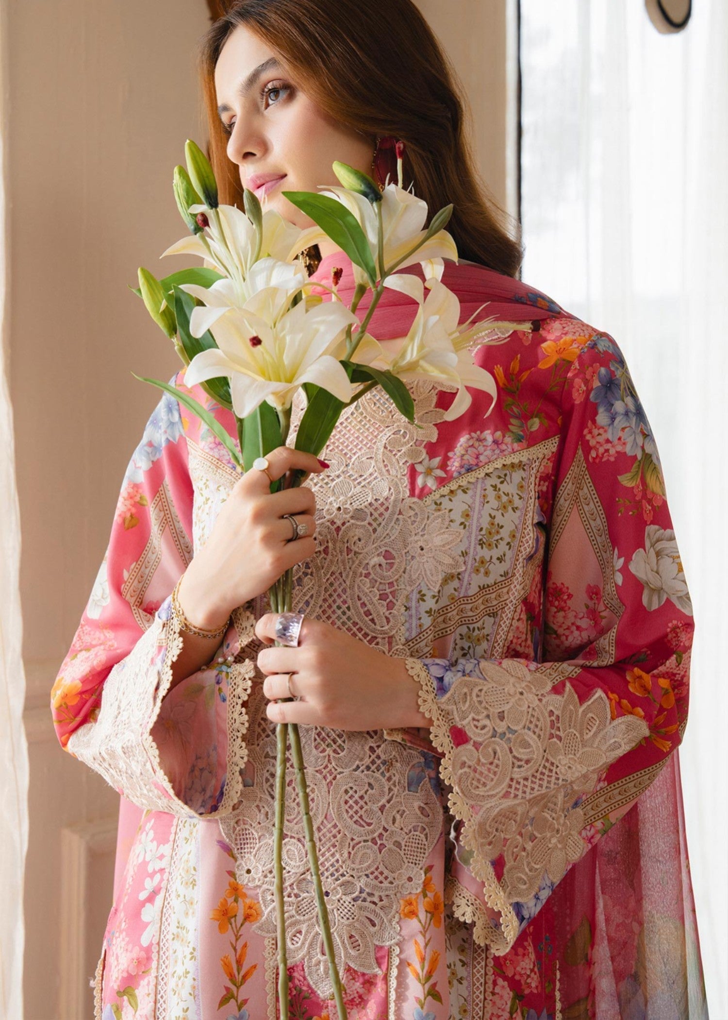 poly lawn Kurta Set in Blush pink, peach pink