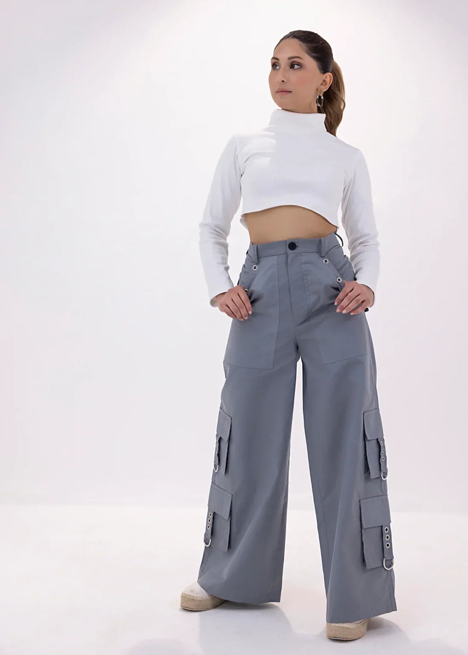 twill cotton Pants in Grey