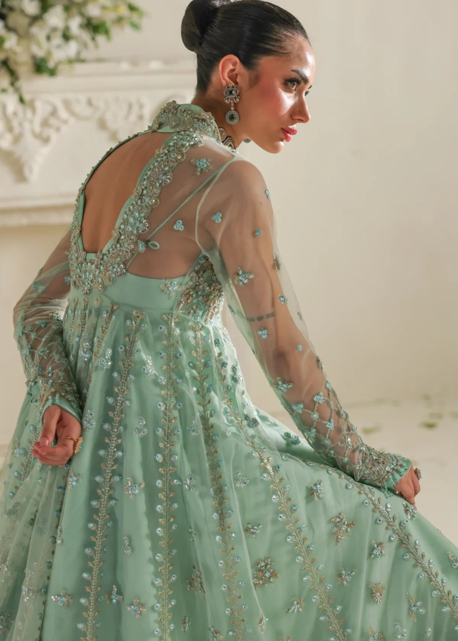 net Gown in Mint green
