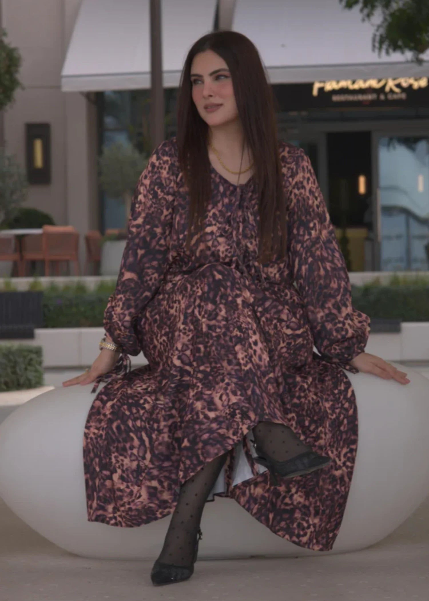 crepe Skirt in Brown