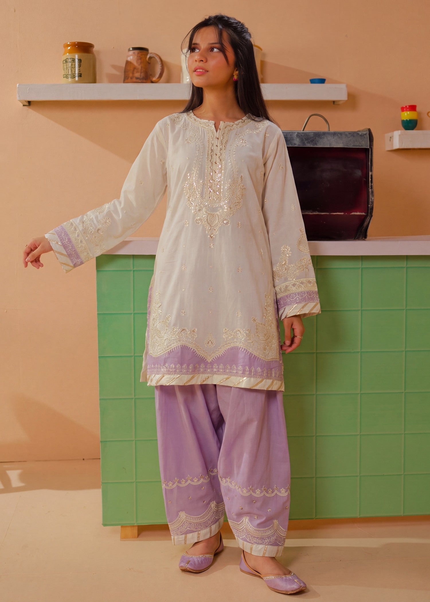 lawn Co Ord Sets in Cream, off-white