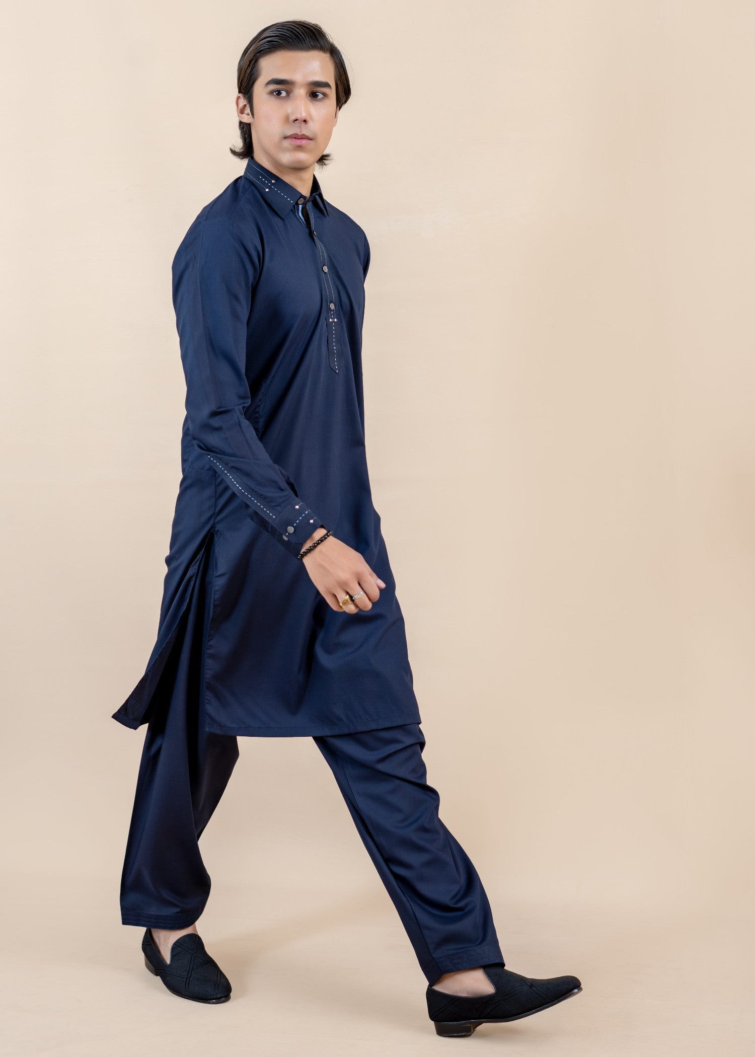 wash & wear Shalwar Kameez in Blue by Ahmad Raza