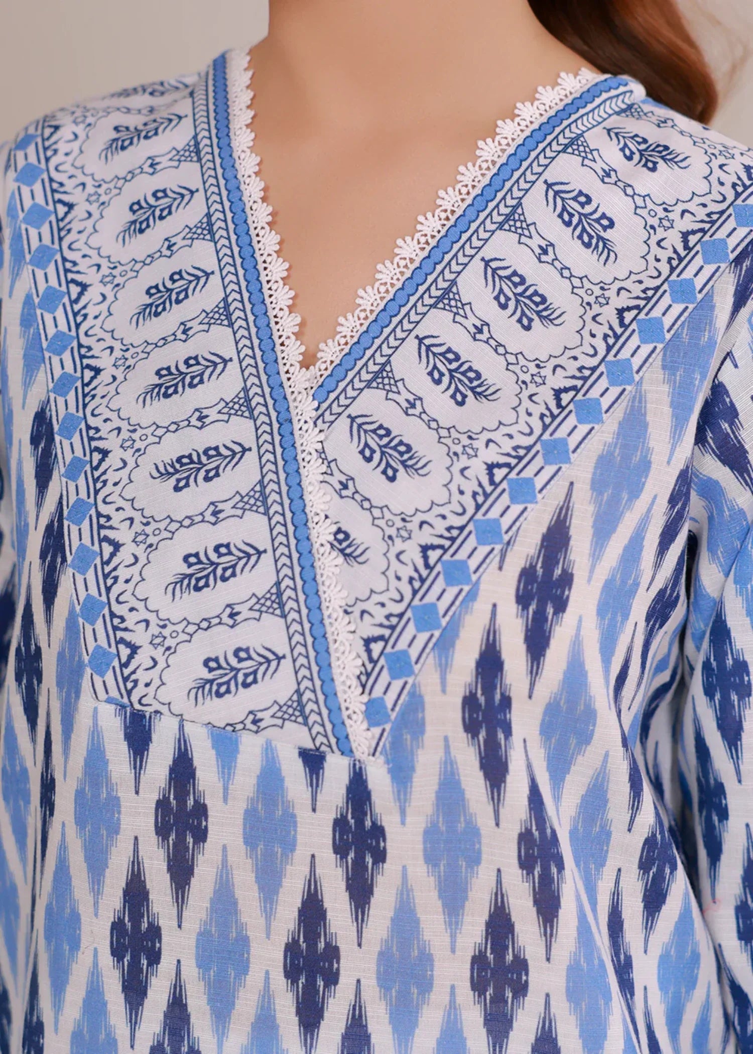 khaddar Kurti in Sky blue