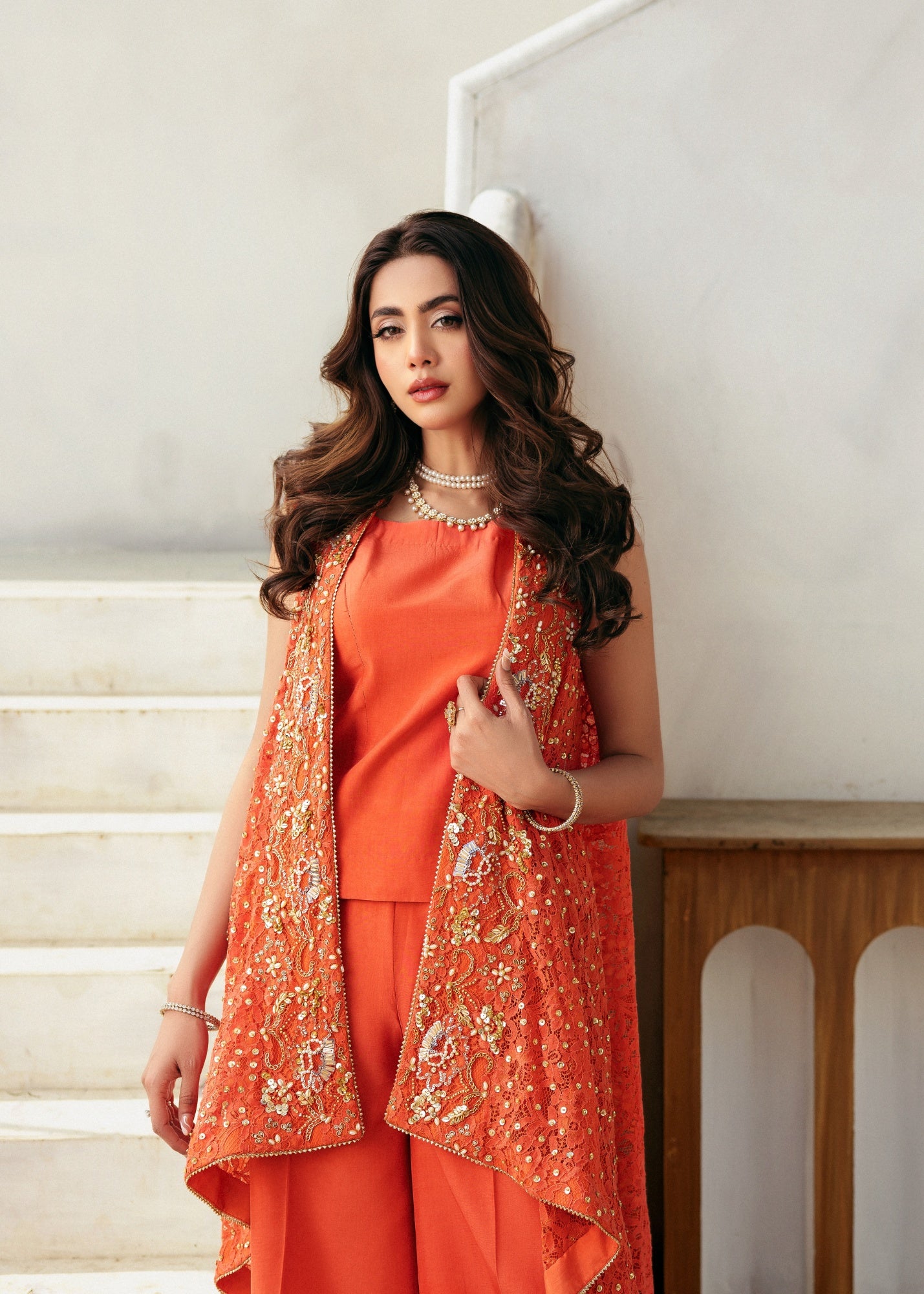 pk grip silk Gown in Burnt orange