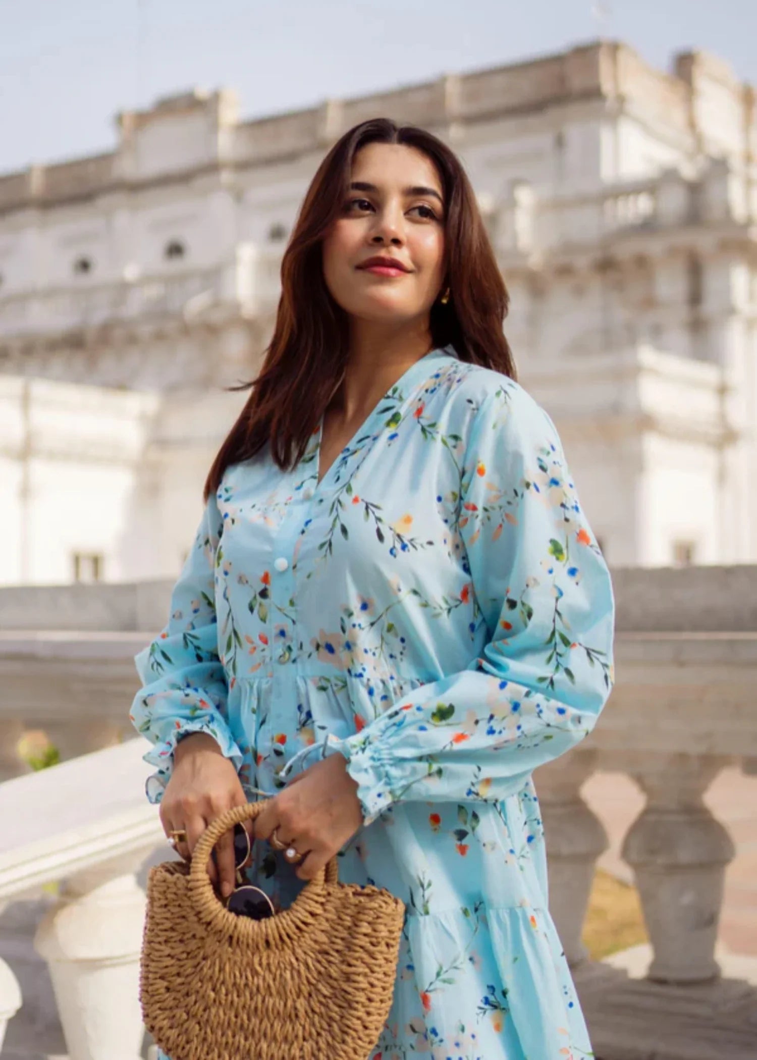 lawn cotton Maxi in Sky blue