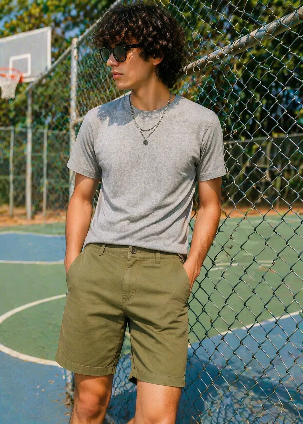 denim Shorts in Olive green