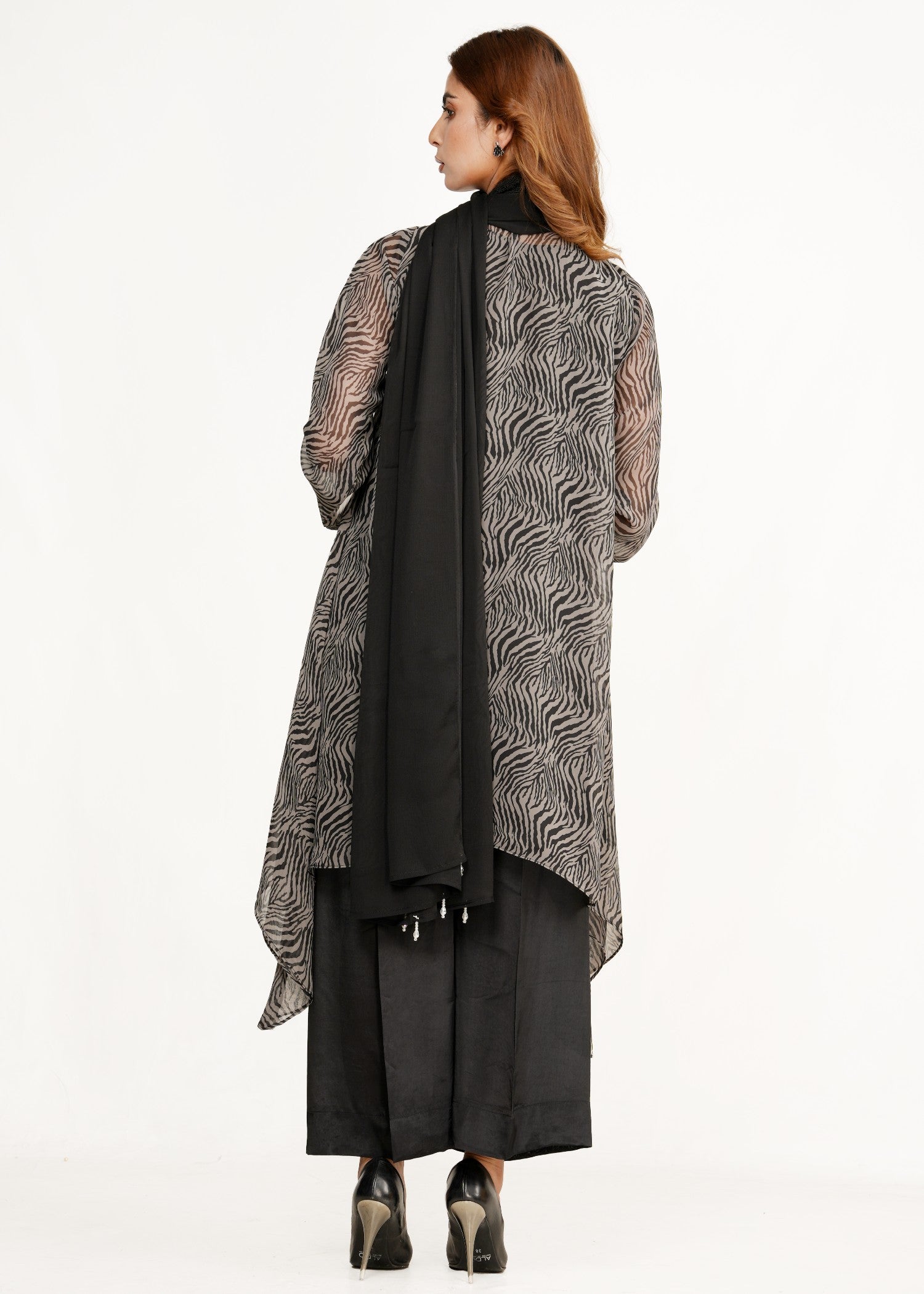 chiffon Kaftan in Grey, charcoal