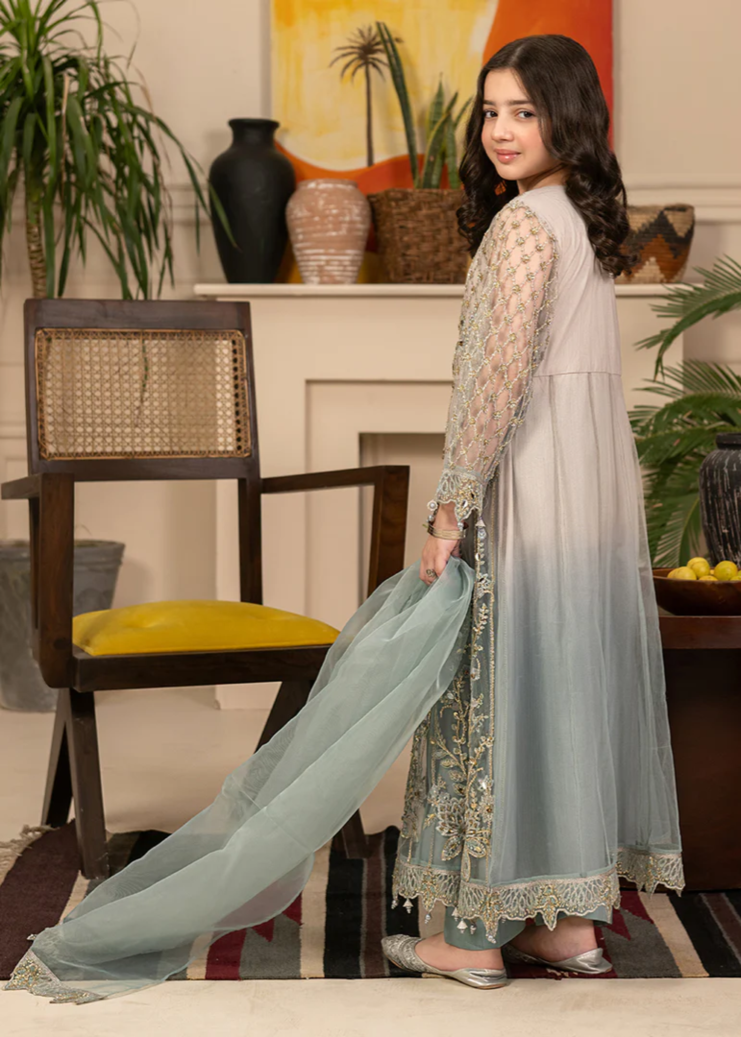 polyester net Pishwas in Multi
