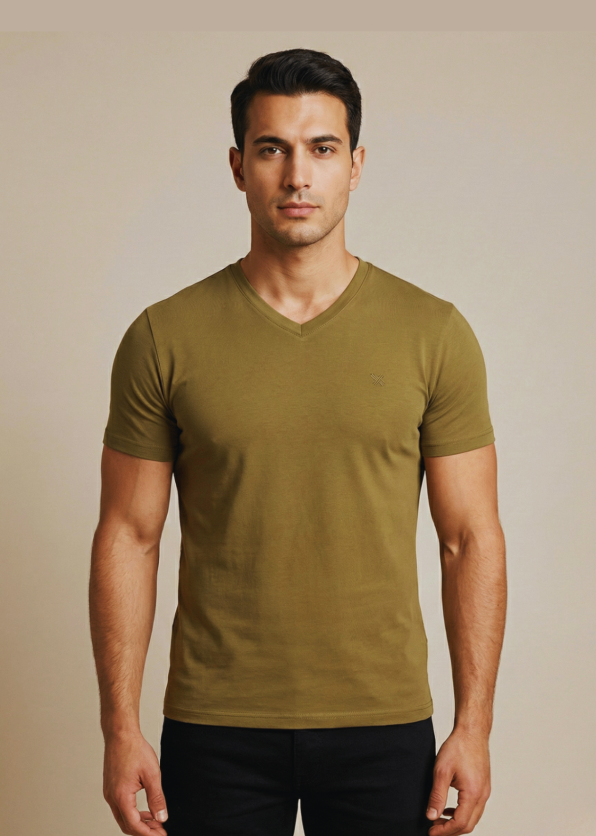 jersey knit T Shirt in Olive green by Pinstripe