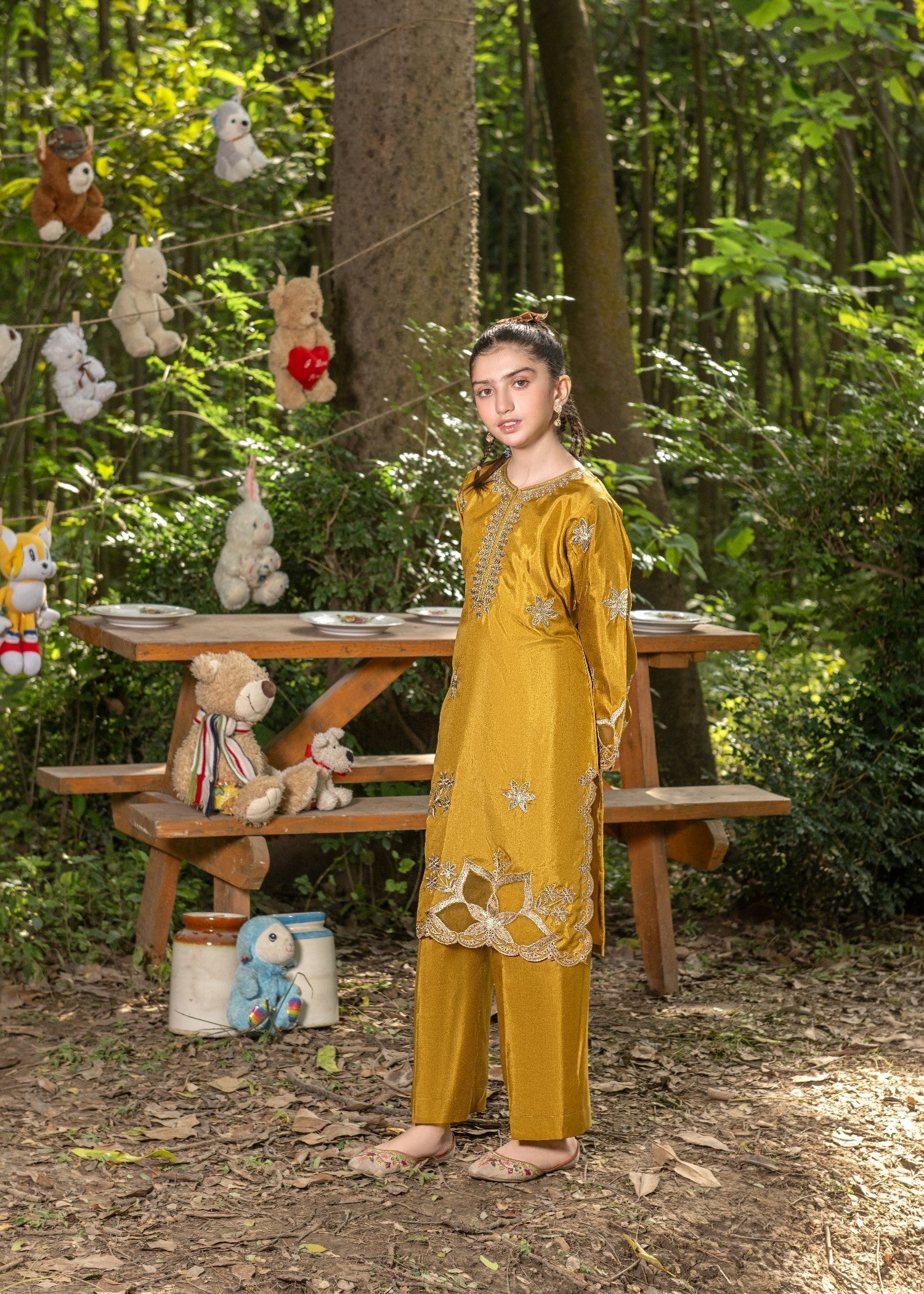 raw silk Kurta Set in Mustard