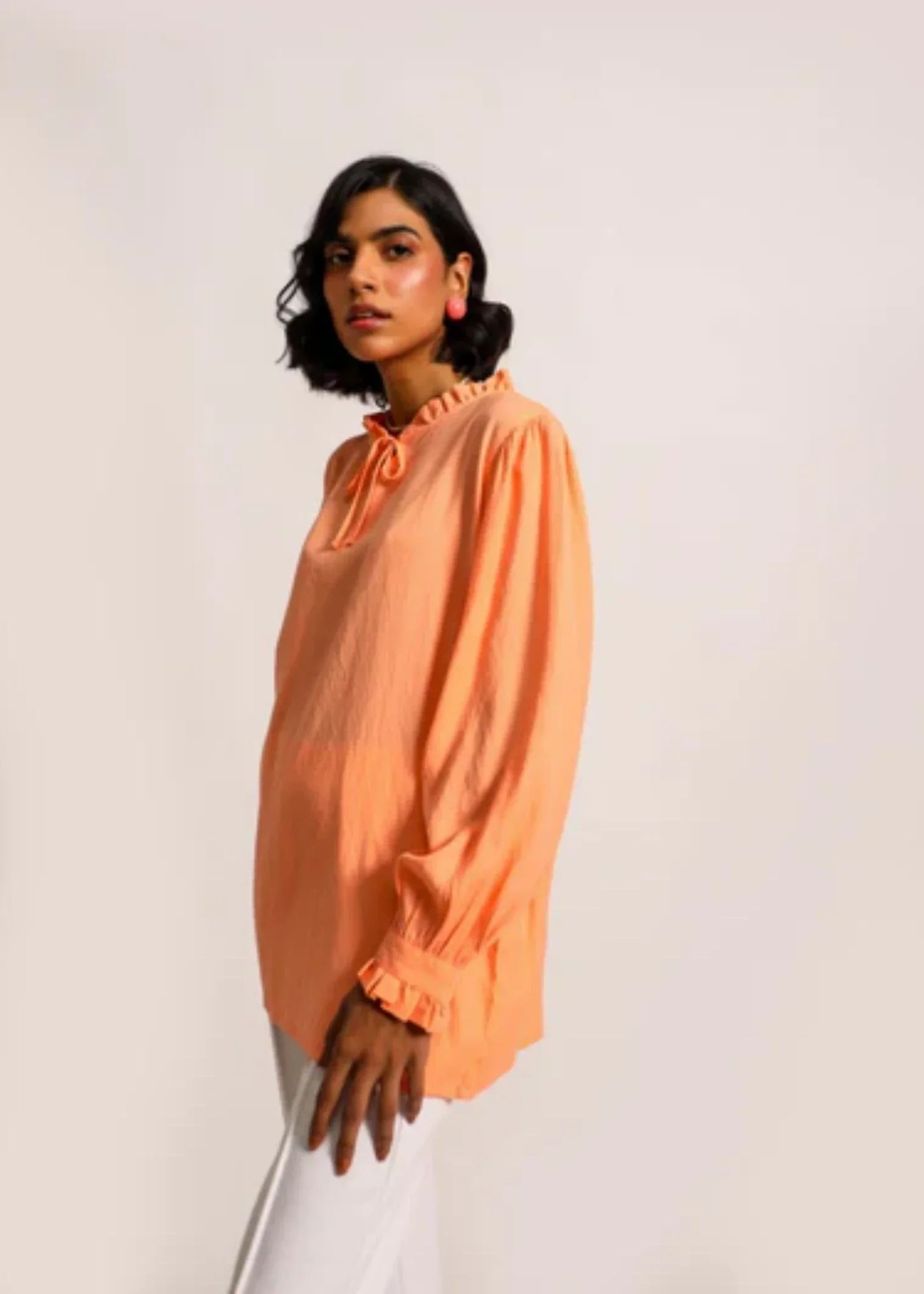 georgette Top in Peach orange