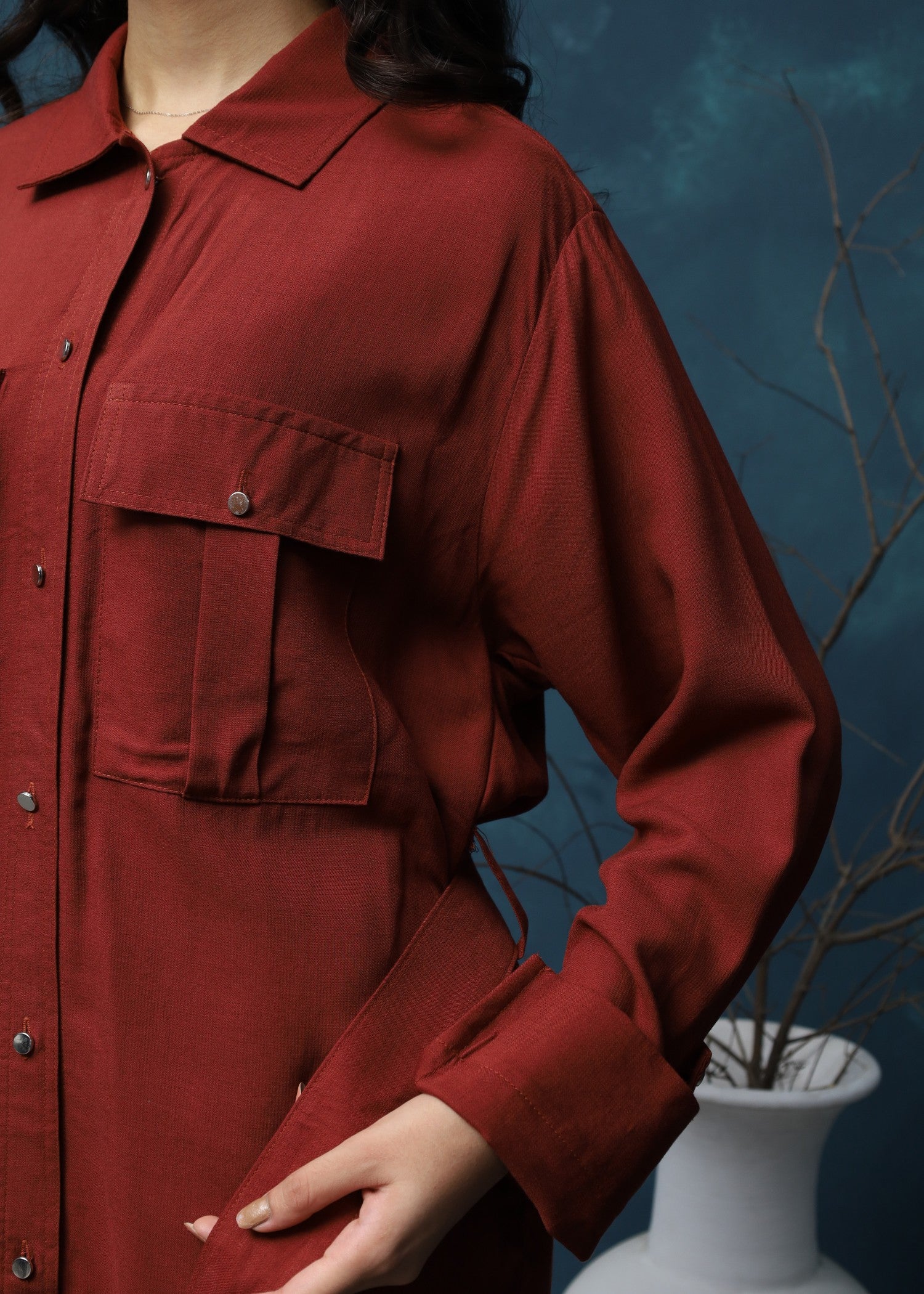 cotton linen Co Ord Sets in Rust red
