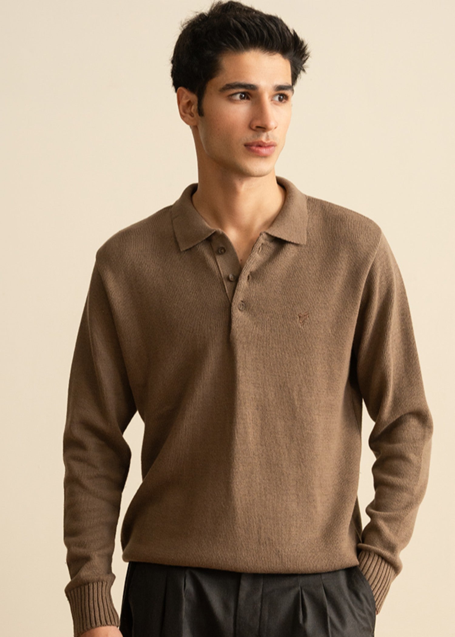 cotton Sweater in Camel brown