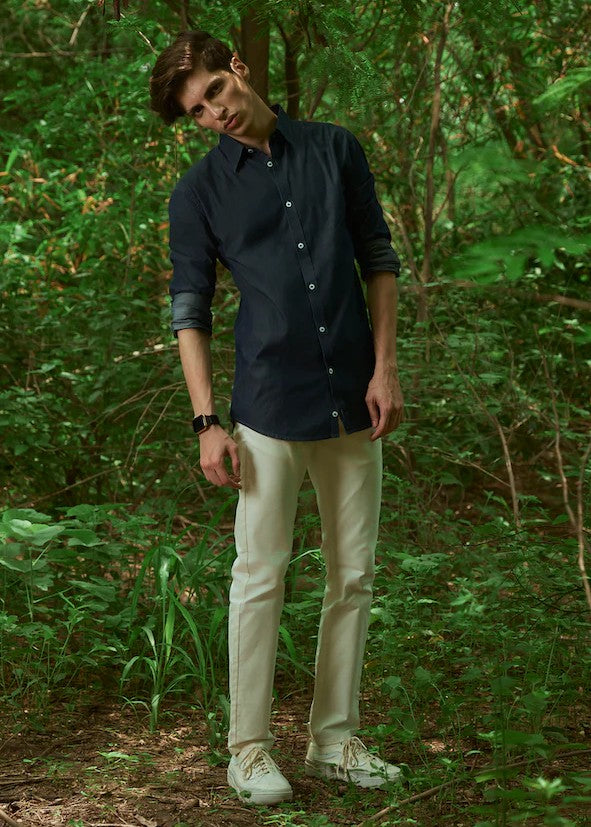 twill cotton Pants in White