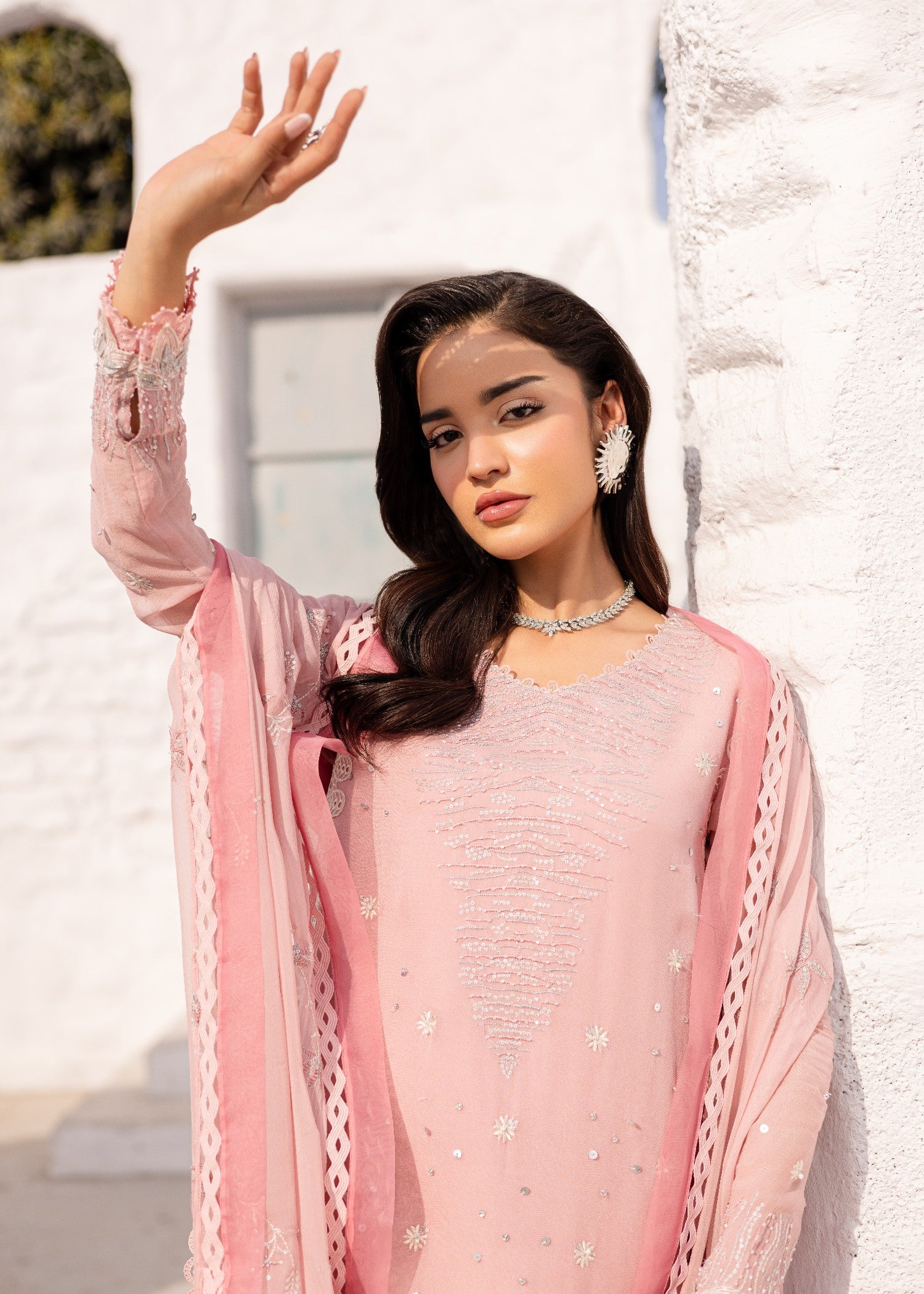 tussar silk Unstitched in Pink