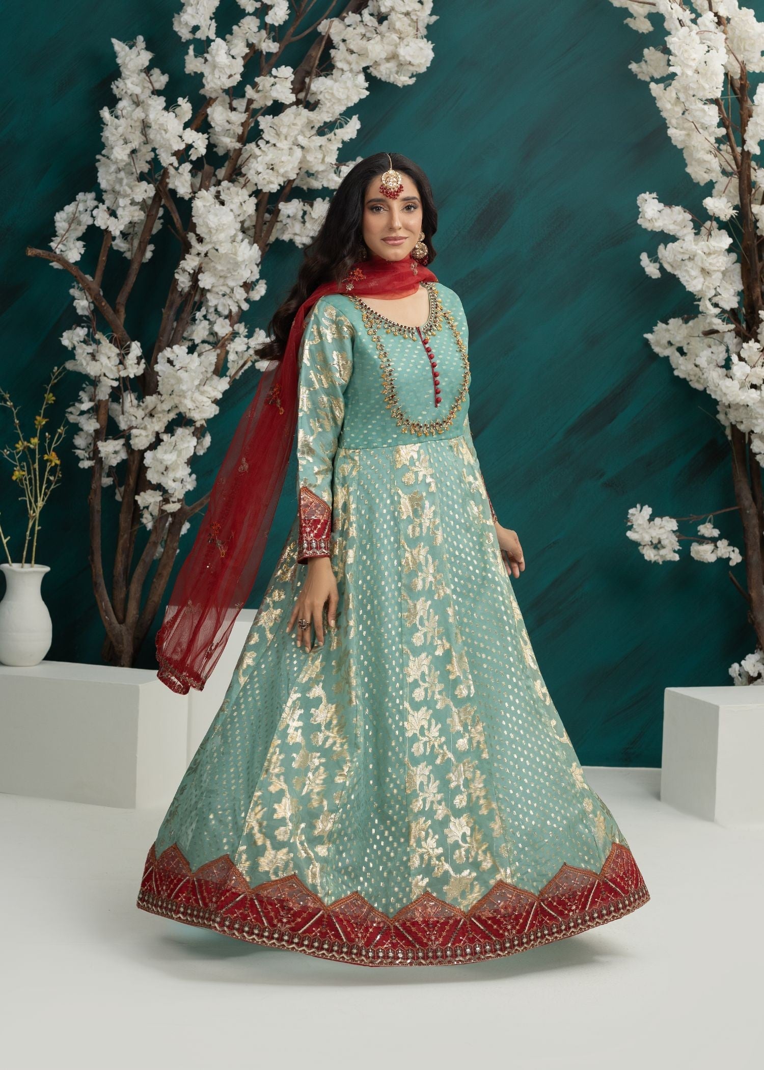 tissue Pishwas in Mint green
