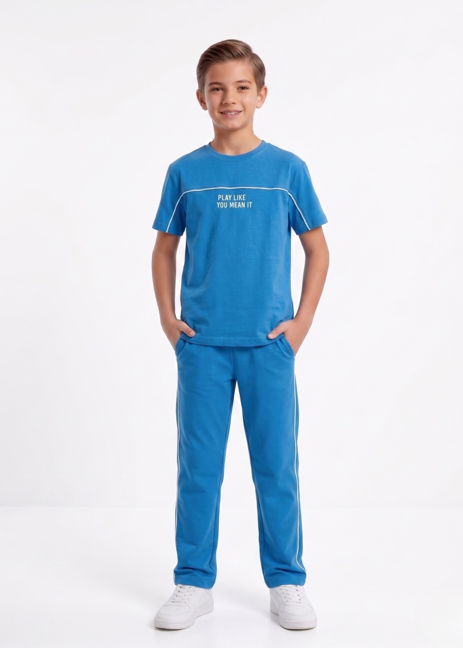 interlock knit Tracksuit in Ocean blue