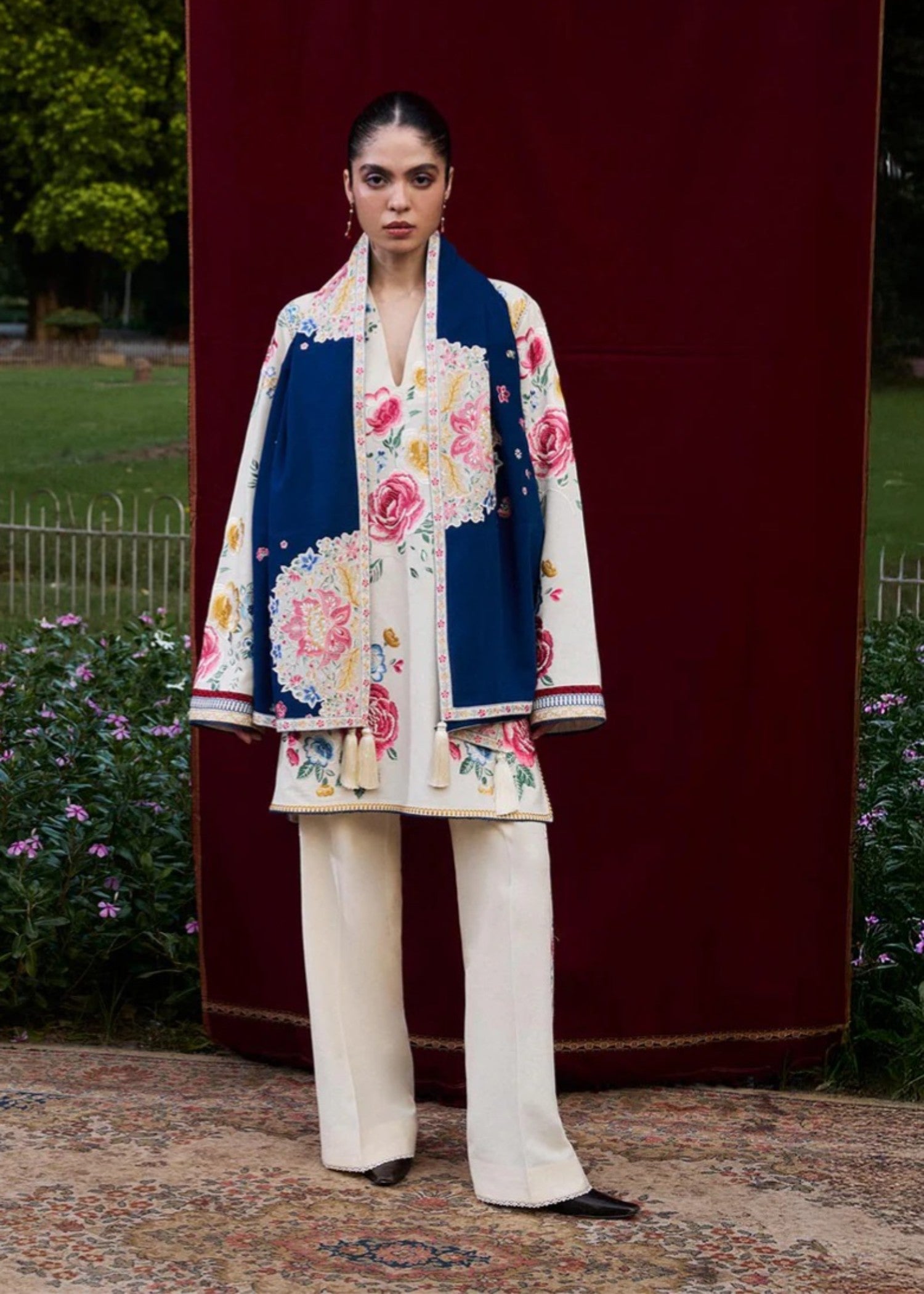 karandi Kurta Set in White