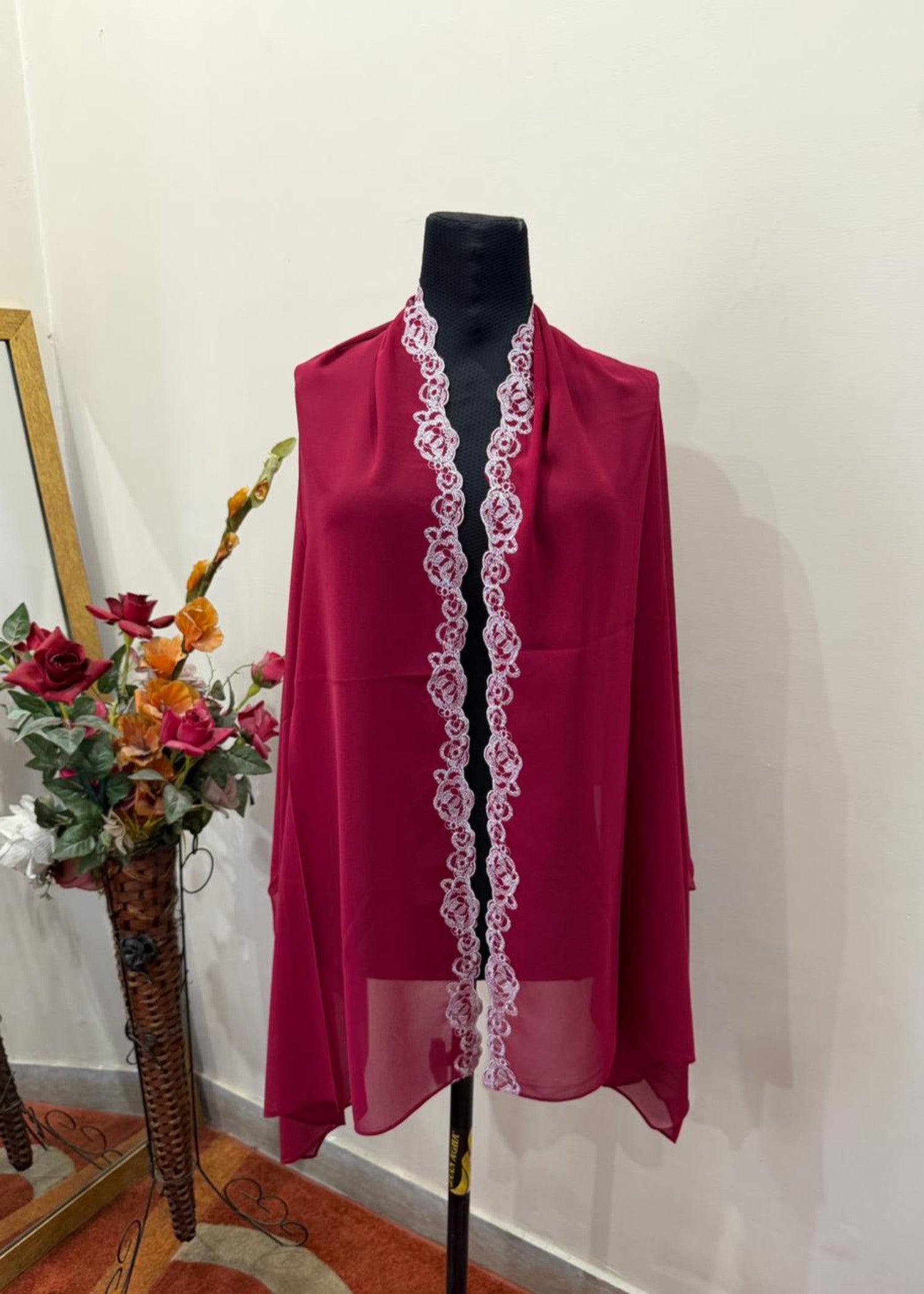 georgette chiffon Hijab in Berry red
