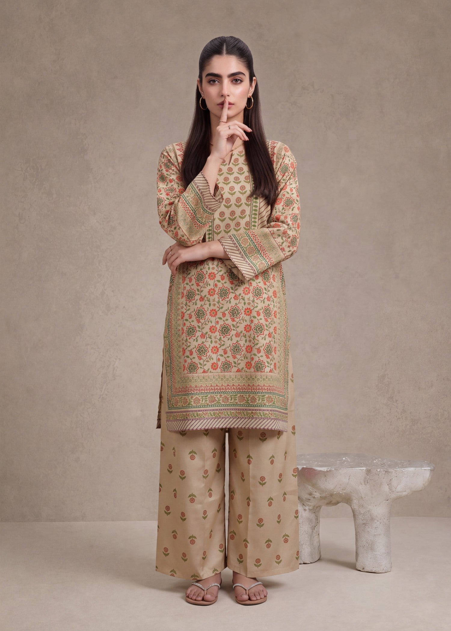 polyester crepe Co Ord Sets in Camel brown