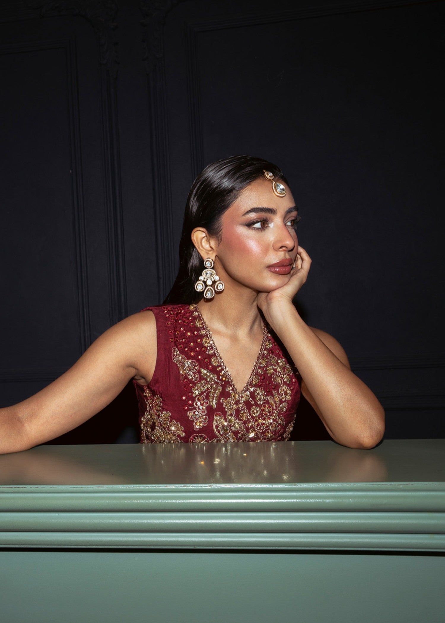 raw silk Lehenga in Maroon