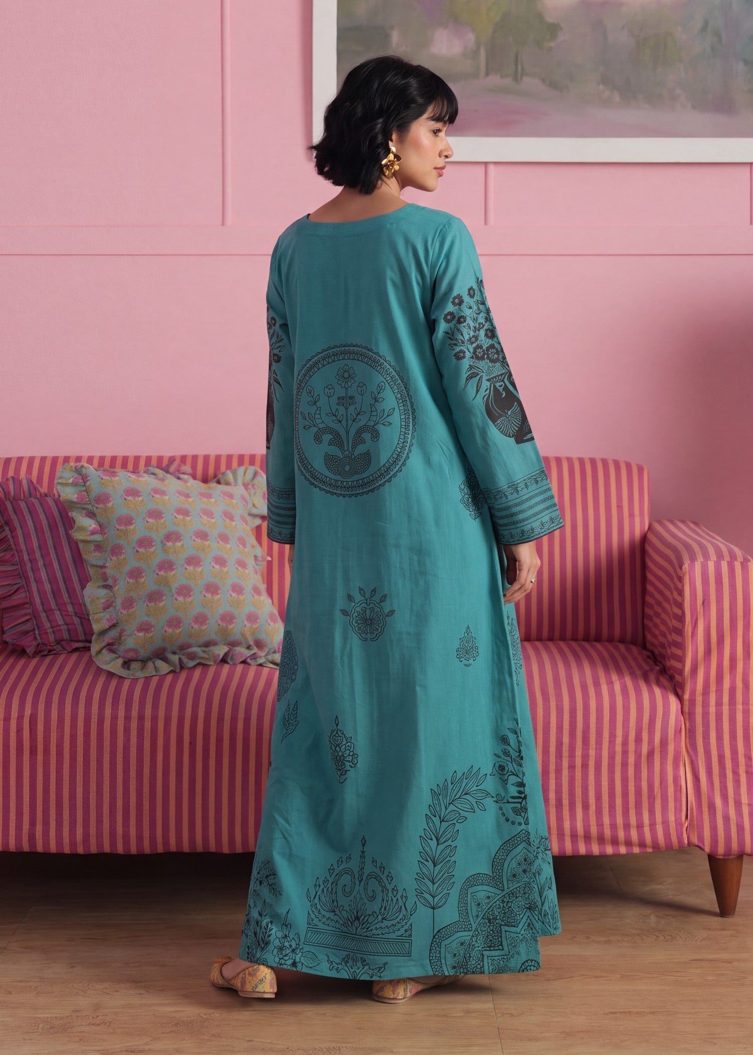 lawn Kaftan in Royal blue