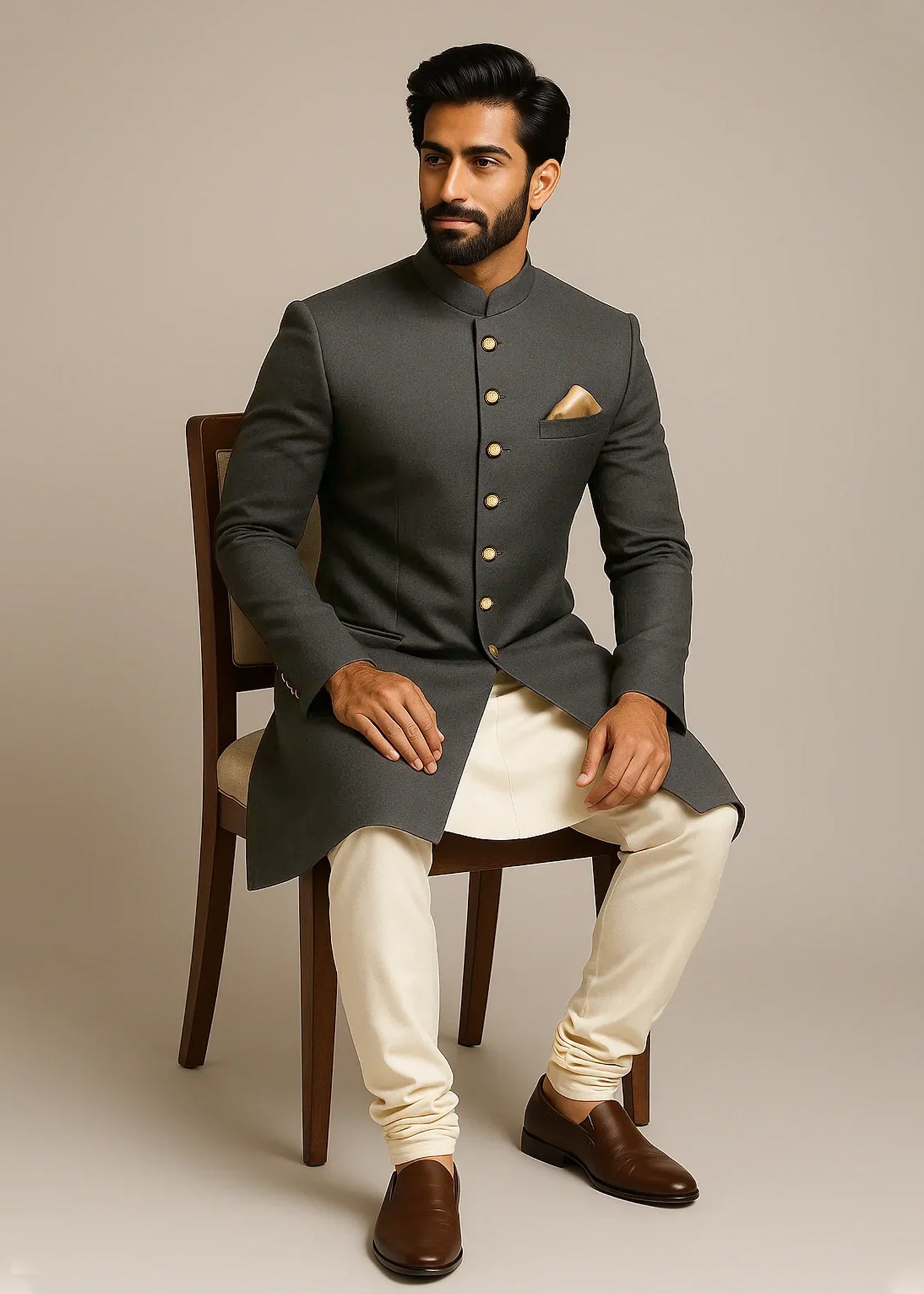suiting Sherwani in Dark grey