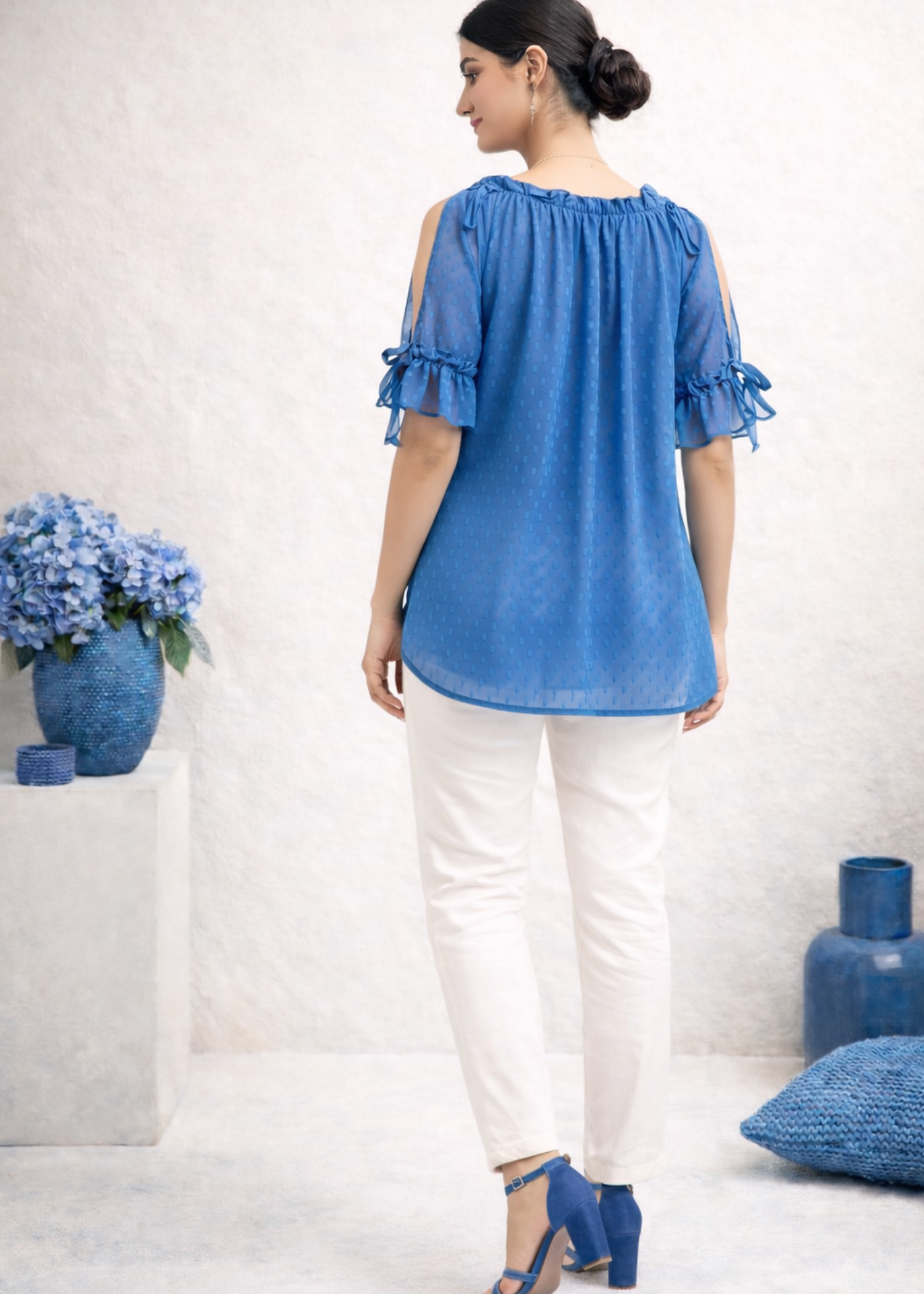 chiffon Top in Sapphire blue