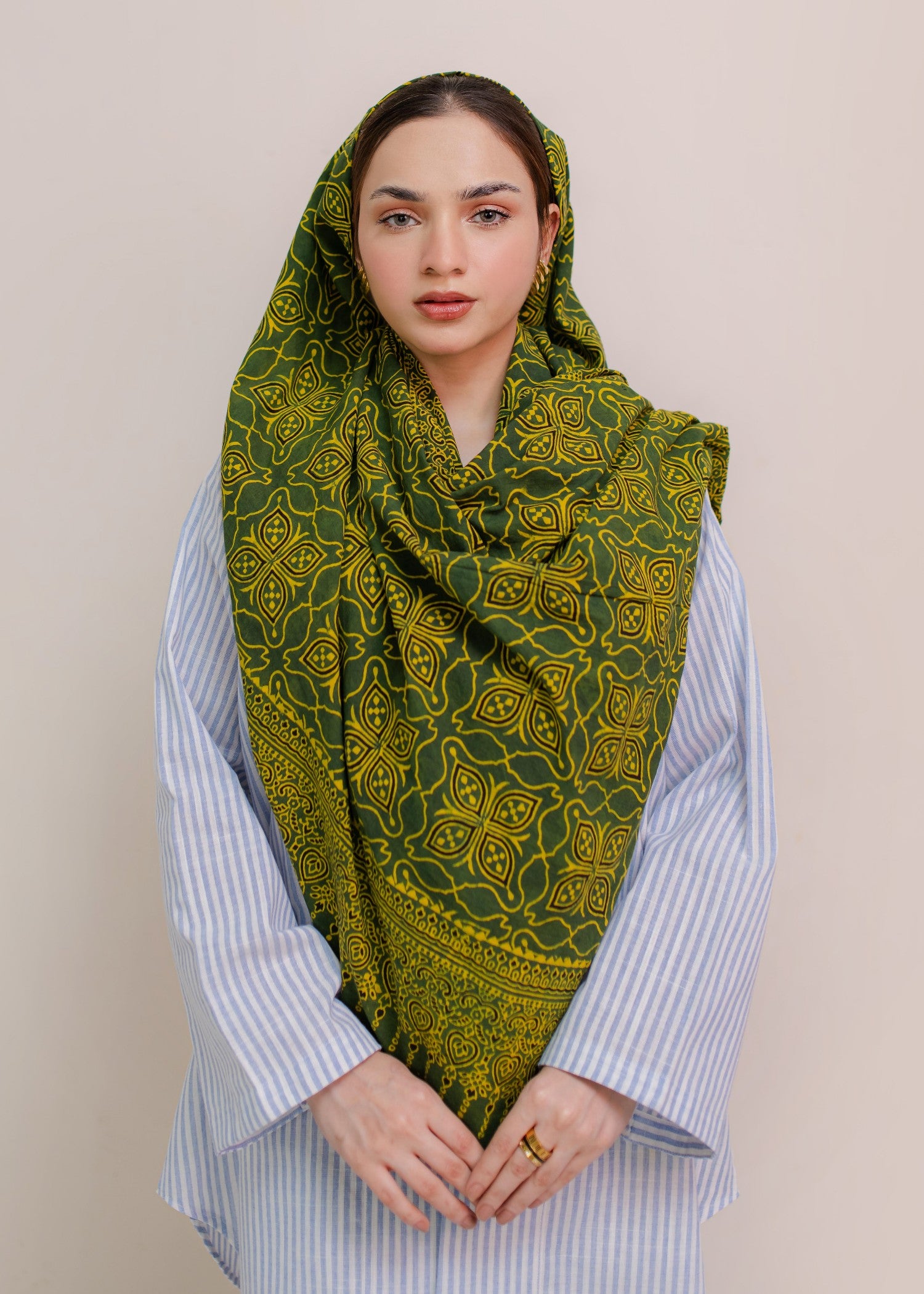 lawn cotton Hijab in Green