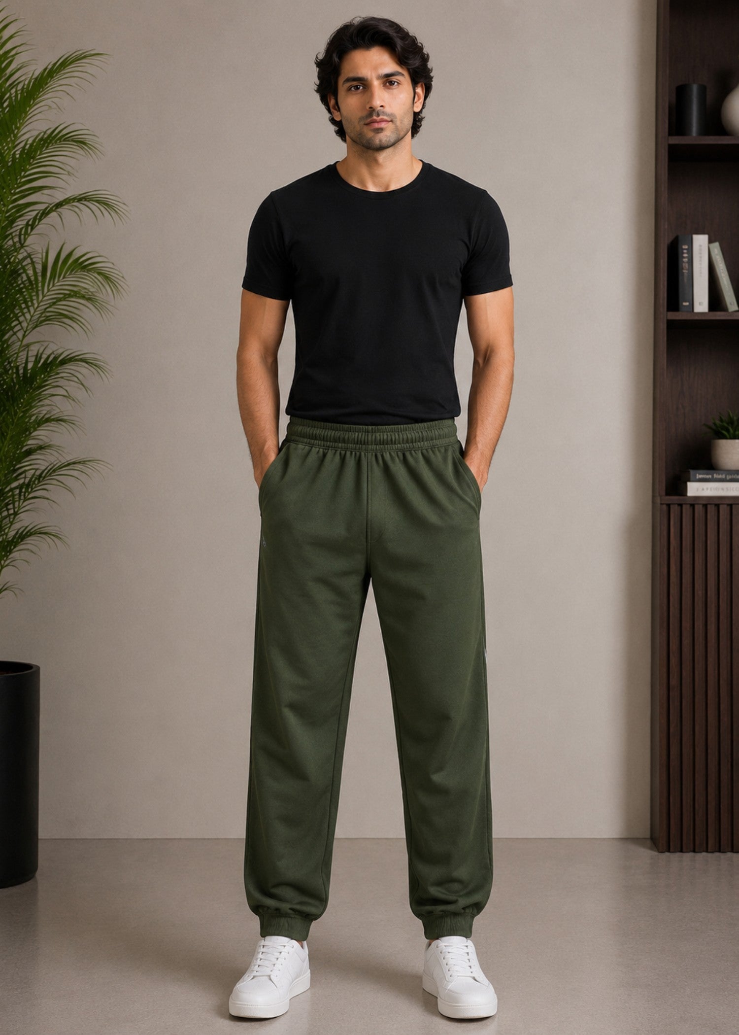 cotton Trousers in Army green