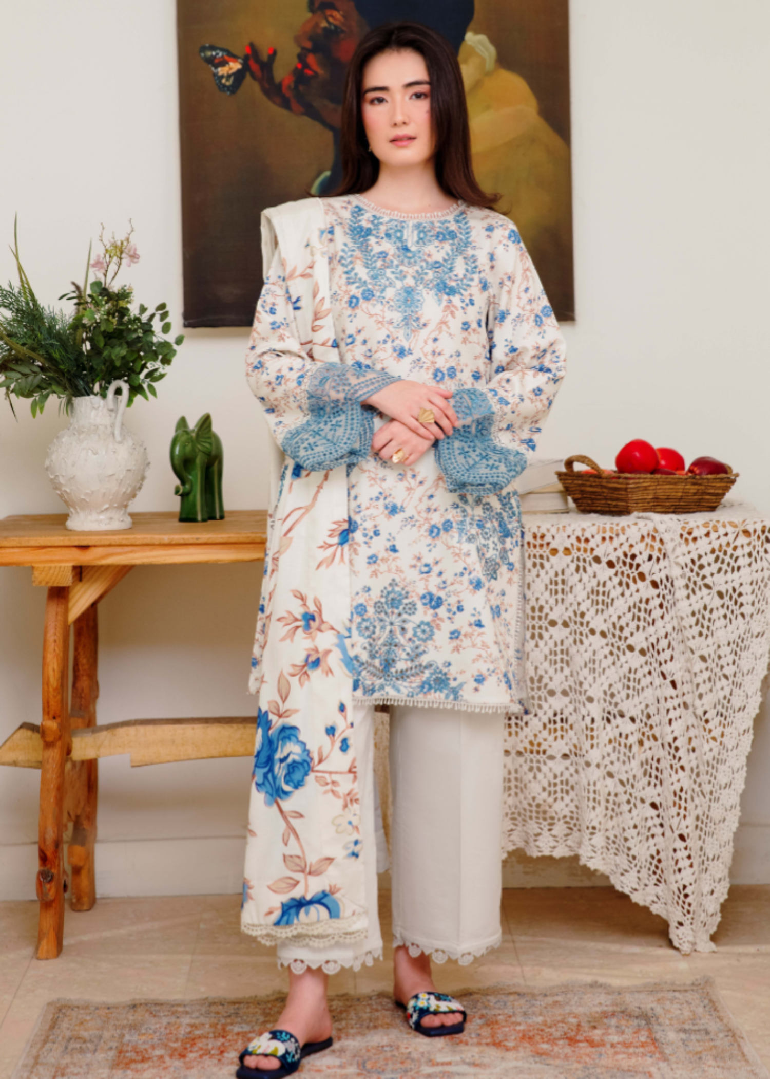 karandi Kurta Set in Alabaster