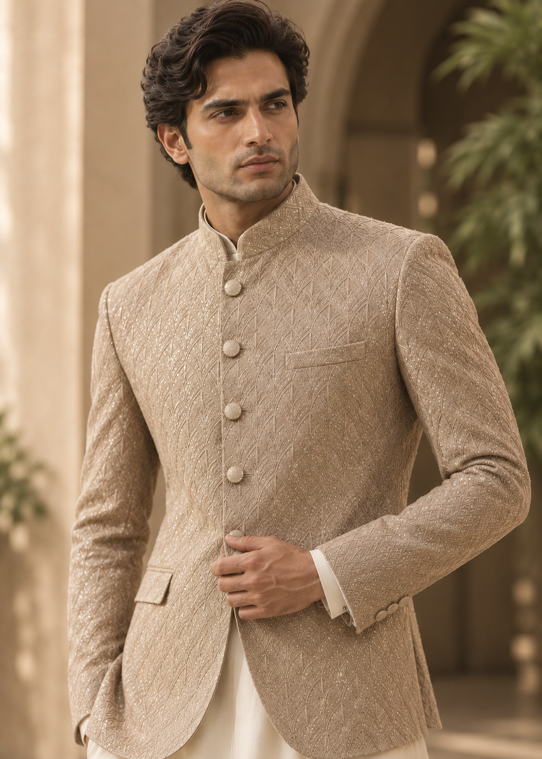 silk Prince Coat in Tan brown