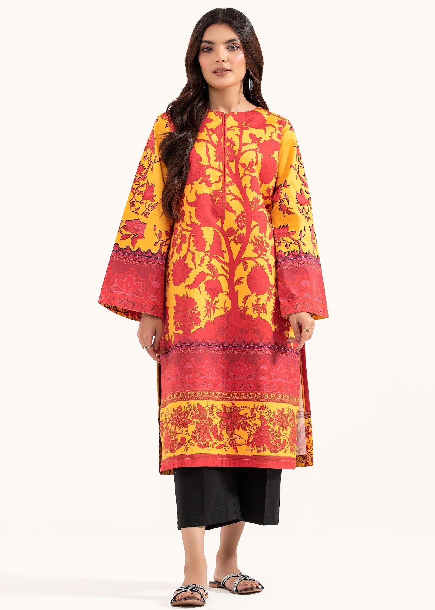 cotton satin Kurti in Multi