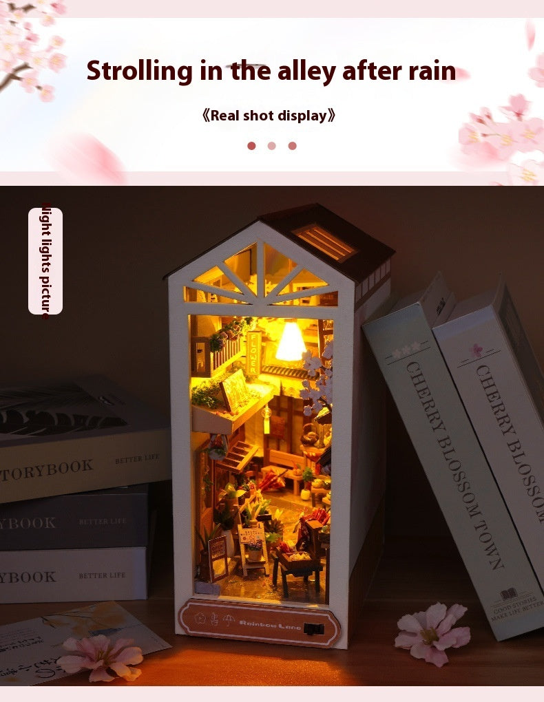 Cottage After Rain Alley Assembled Three-dimensional Book Stand Model Ornaments