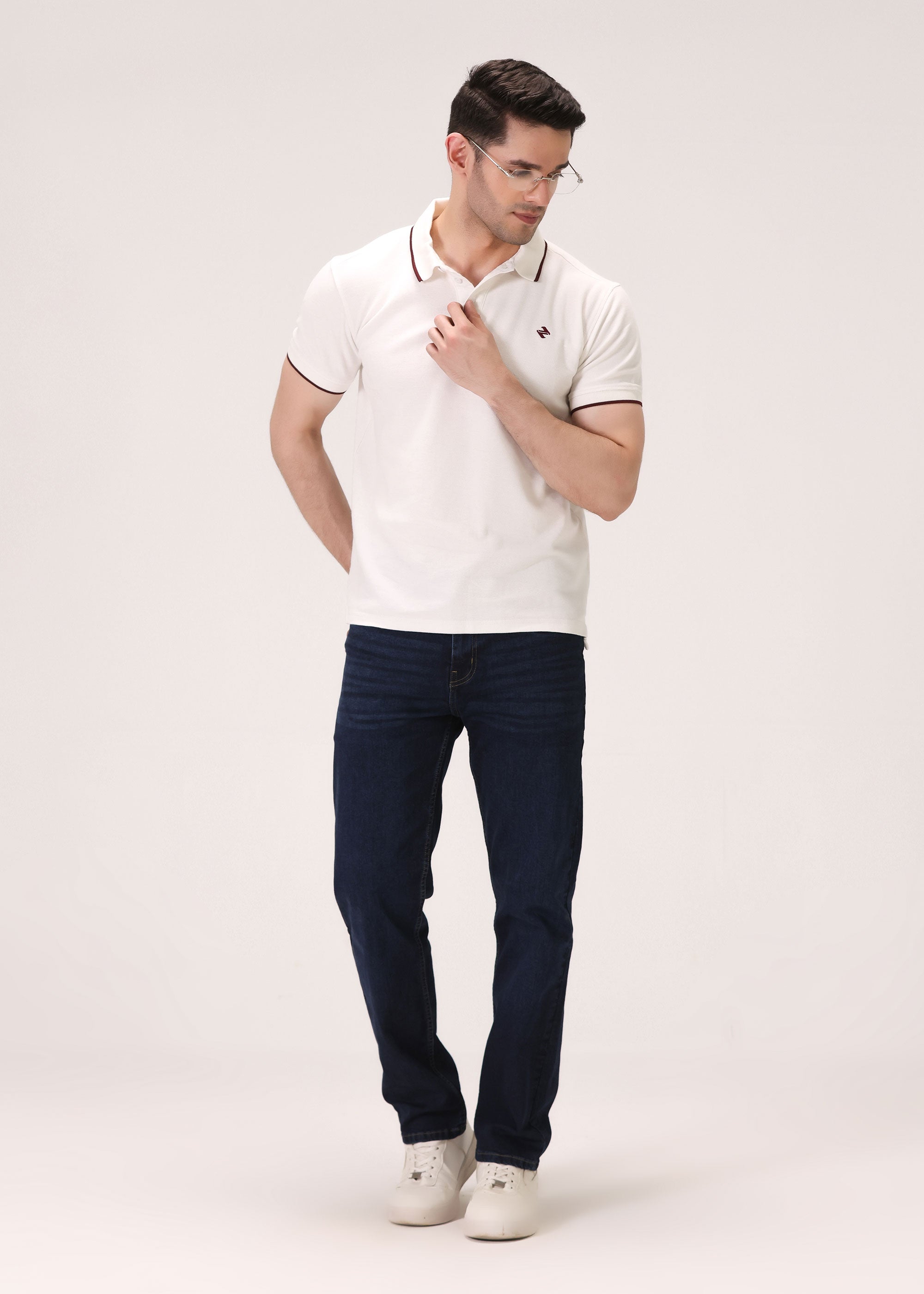 cambric cotton Polo Shirt in White