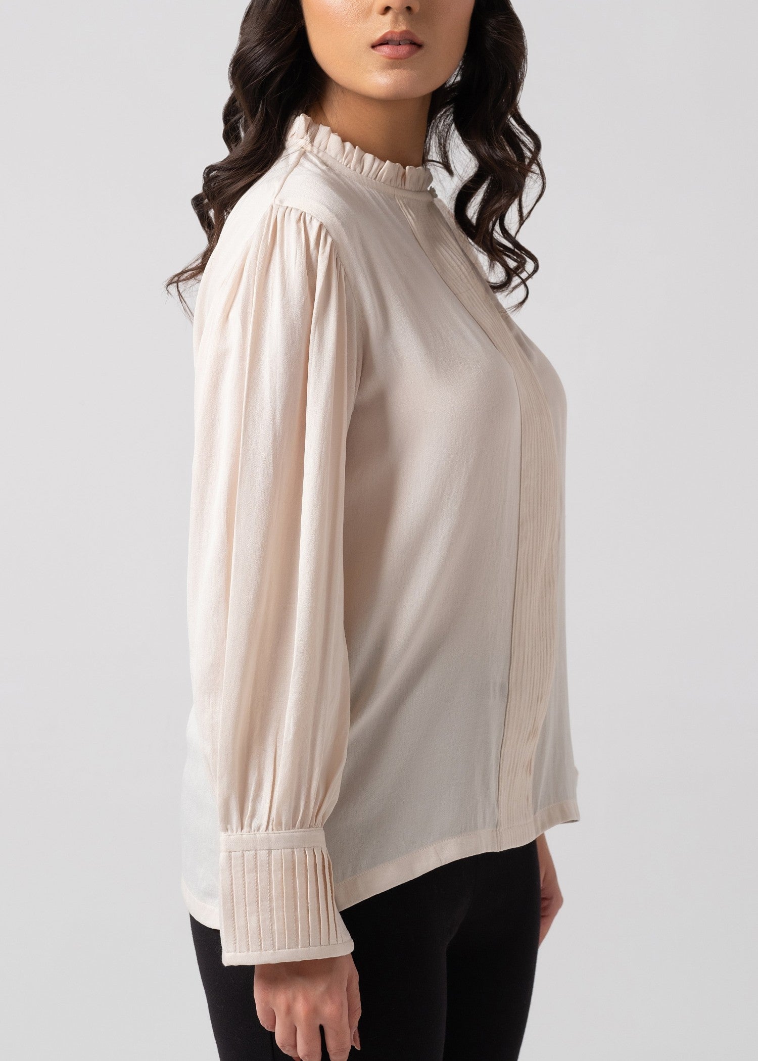 cotton silk Top in Cream