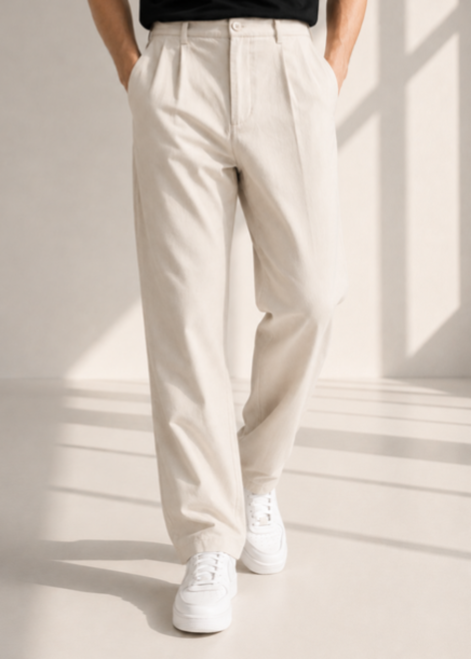 blended linen Pants in White