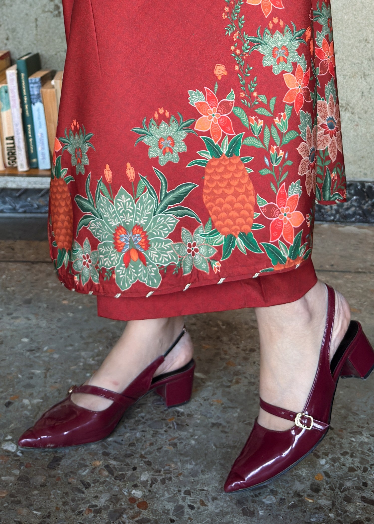crepe Kurta Set in Rust red